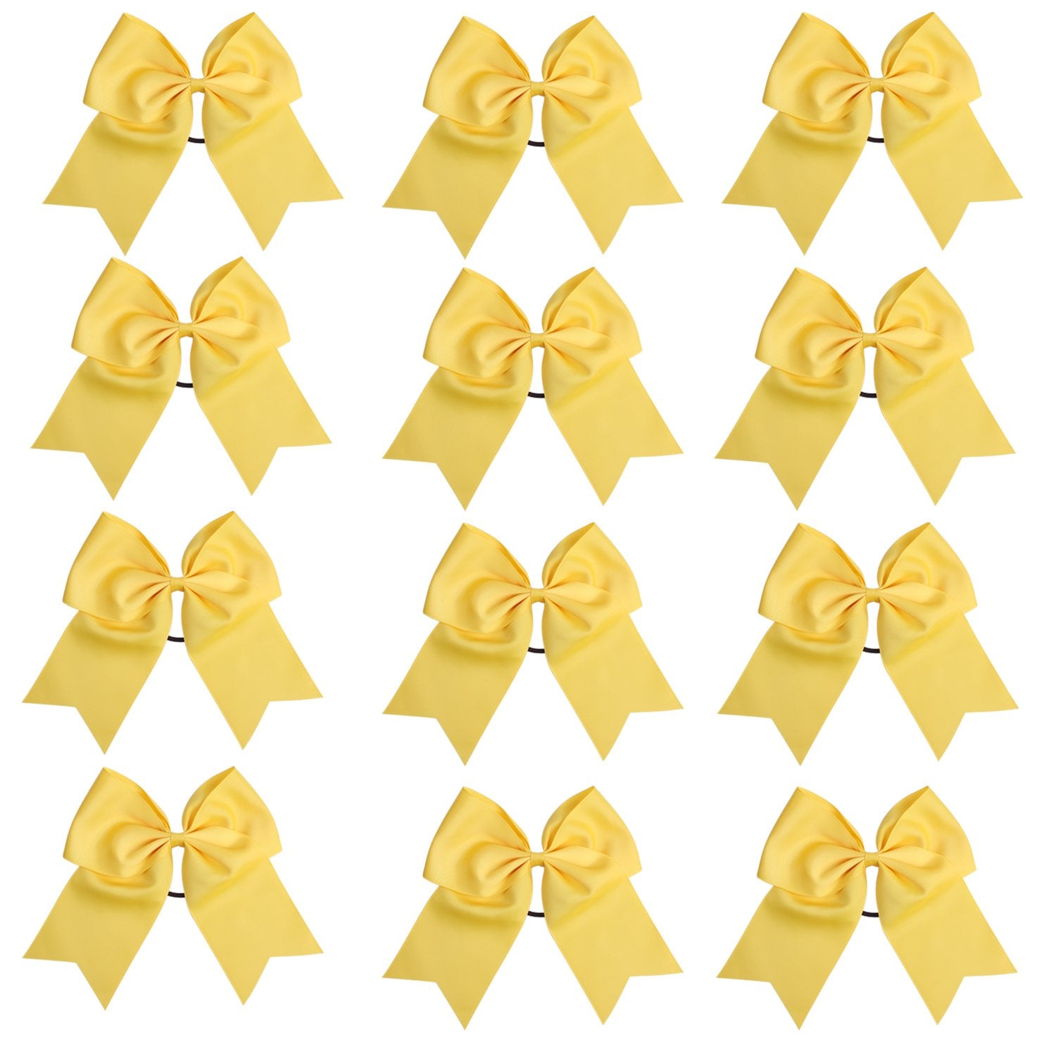 8 Inch Cheerleader Bows Ponytail Holder Cheerleading Bows Hair Tie(Yellow)