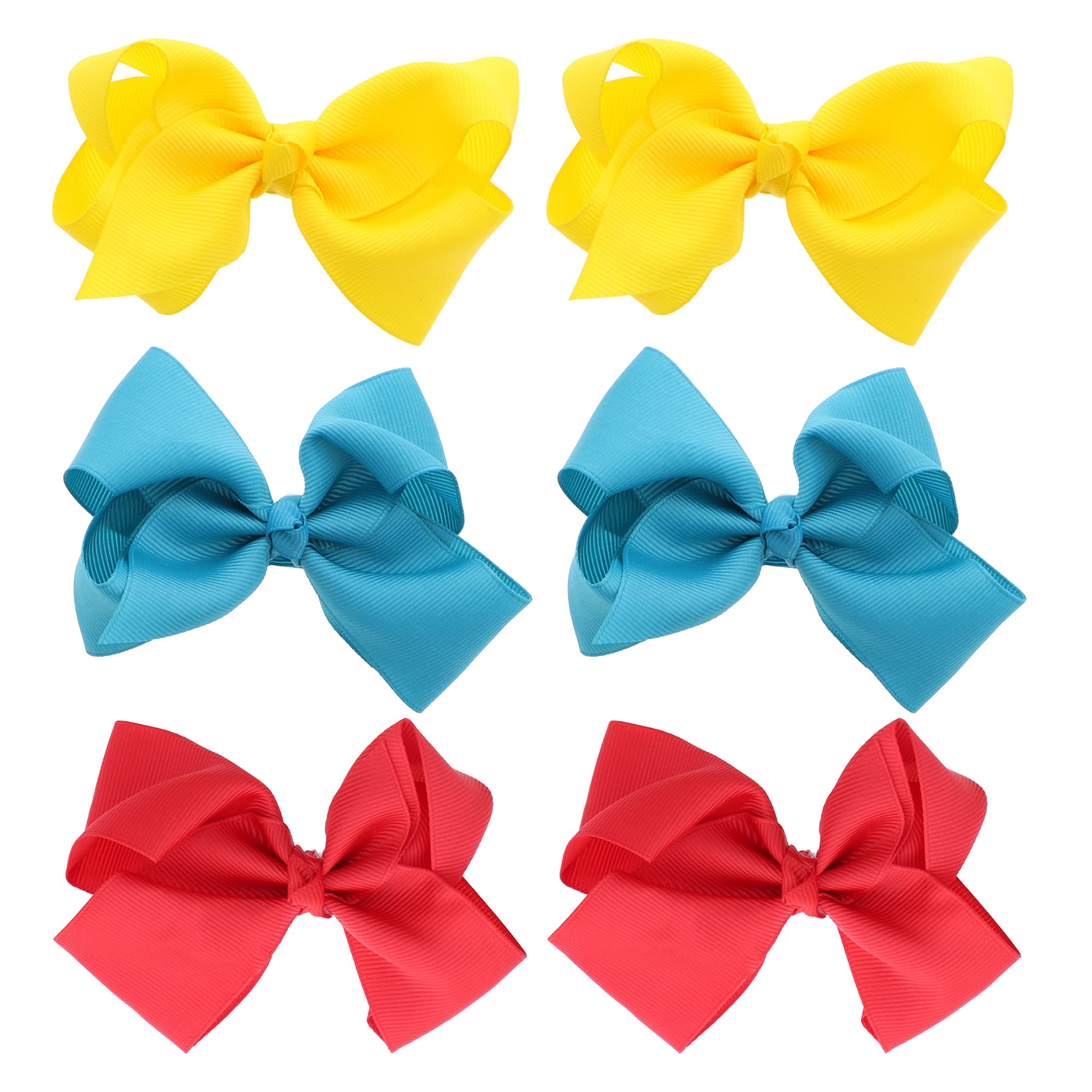 3 Inch Grosgrain Bow for Little Girls - Set of 6 (Bright Mix)