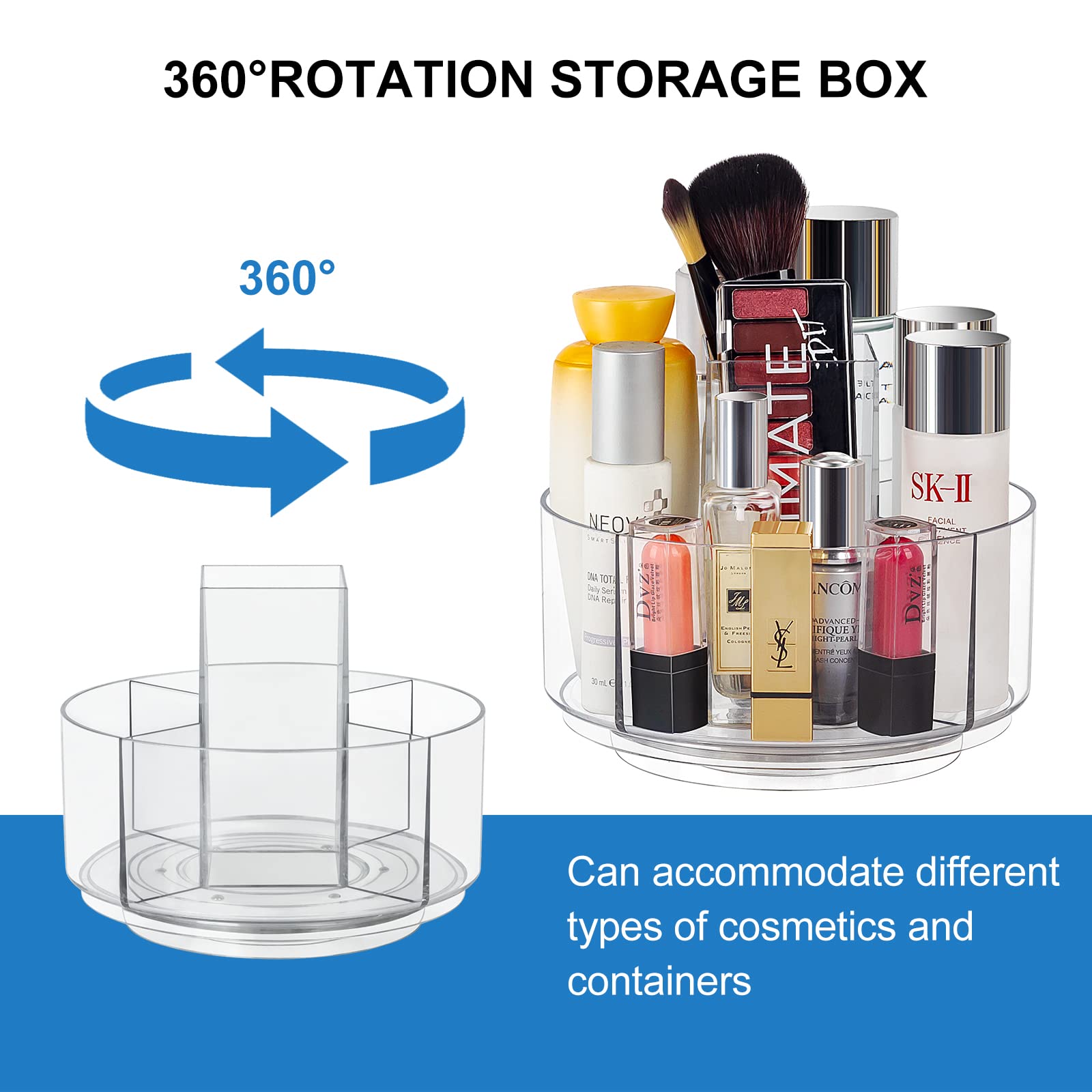 360 Rotating Makeup Organizer Clear Turntable Lazy Susan Organizer For Vanity, Bathroom Counter, Spinning Cosmetic Display Case