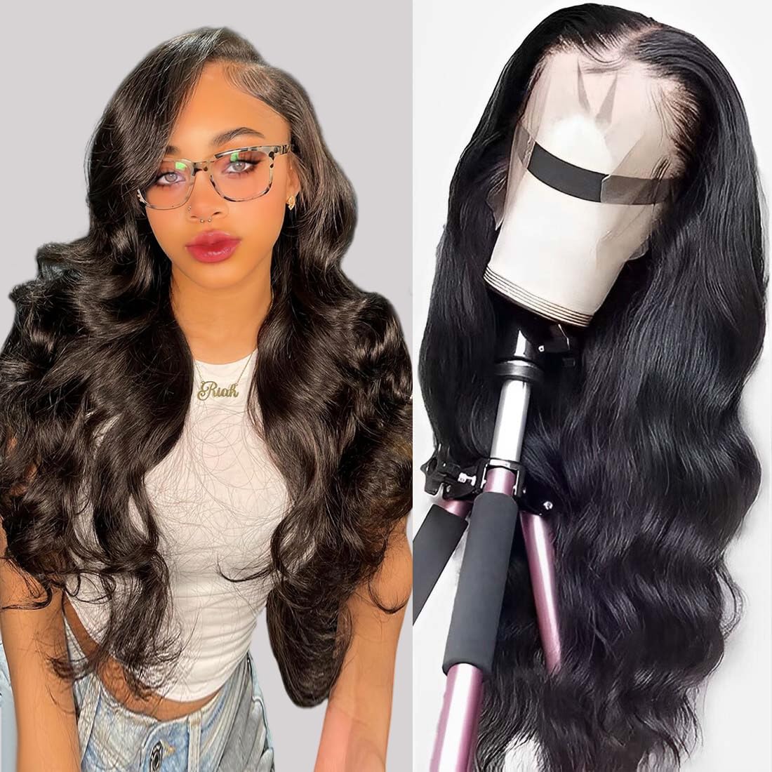Vigriss Body Wave Lace Front Wigs Human Hair Pre Plucked Glueless Human Hair Wig for Black Women 180% Density 13x4 HD Transparen