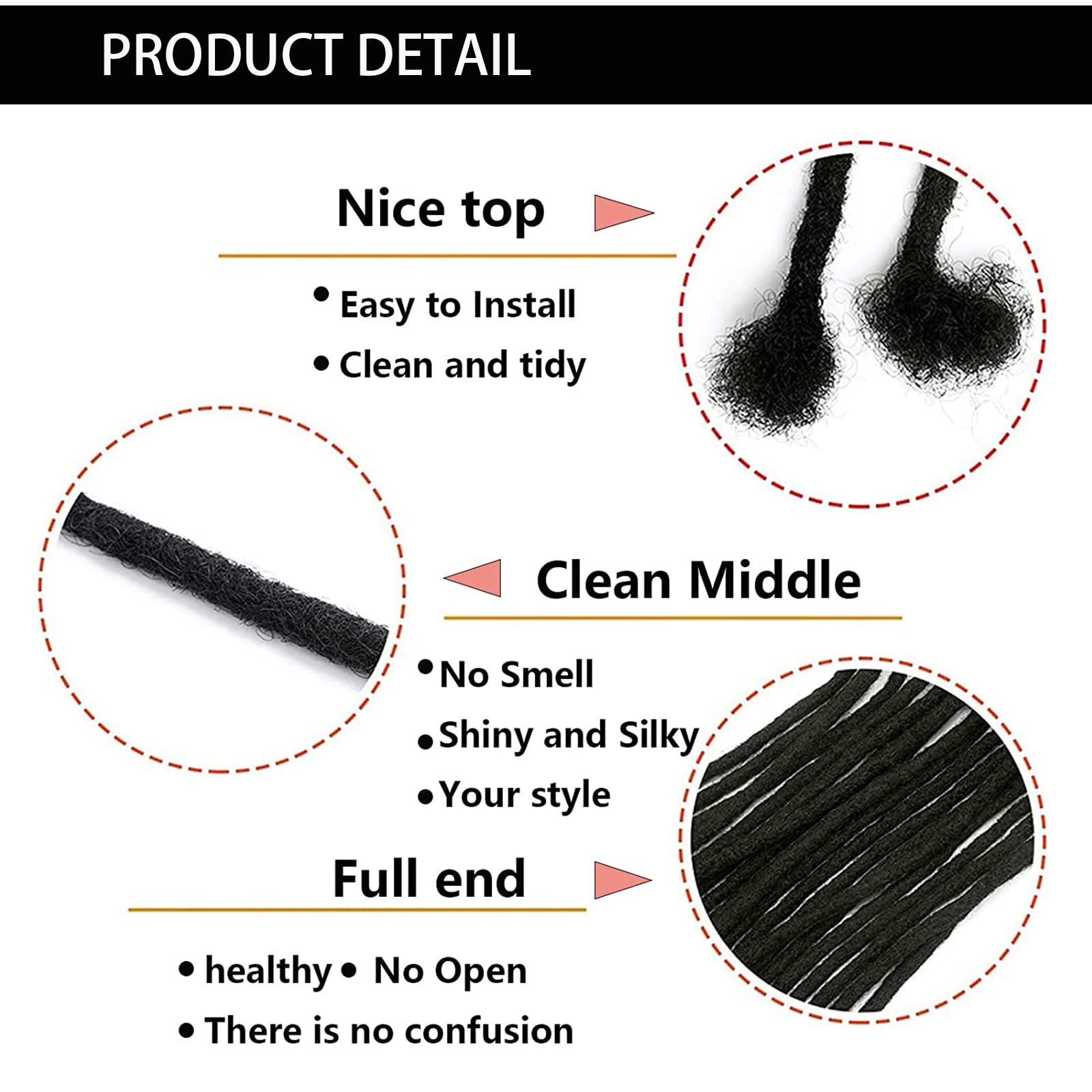 12Inch 30 Strands Loc Extensions Huamn Hair 0.4Cm Width For Women/Men Can Be Dyed Bleached Curled Full Handmade Permanent Dreadl