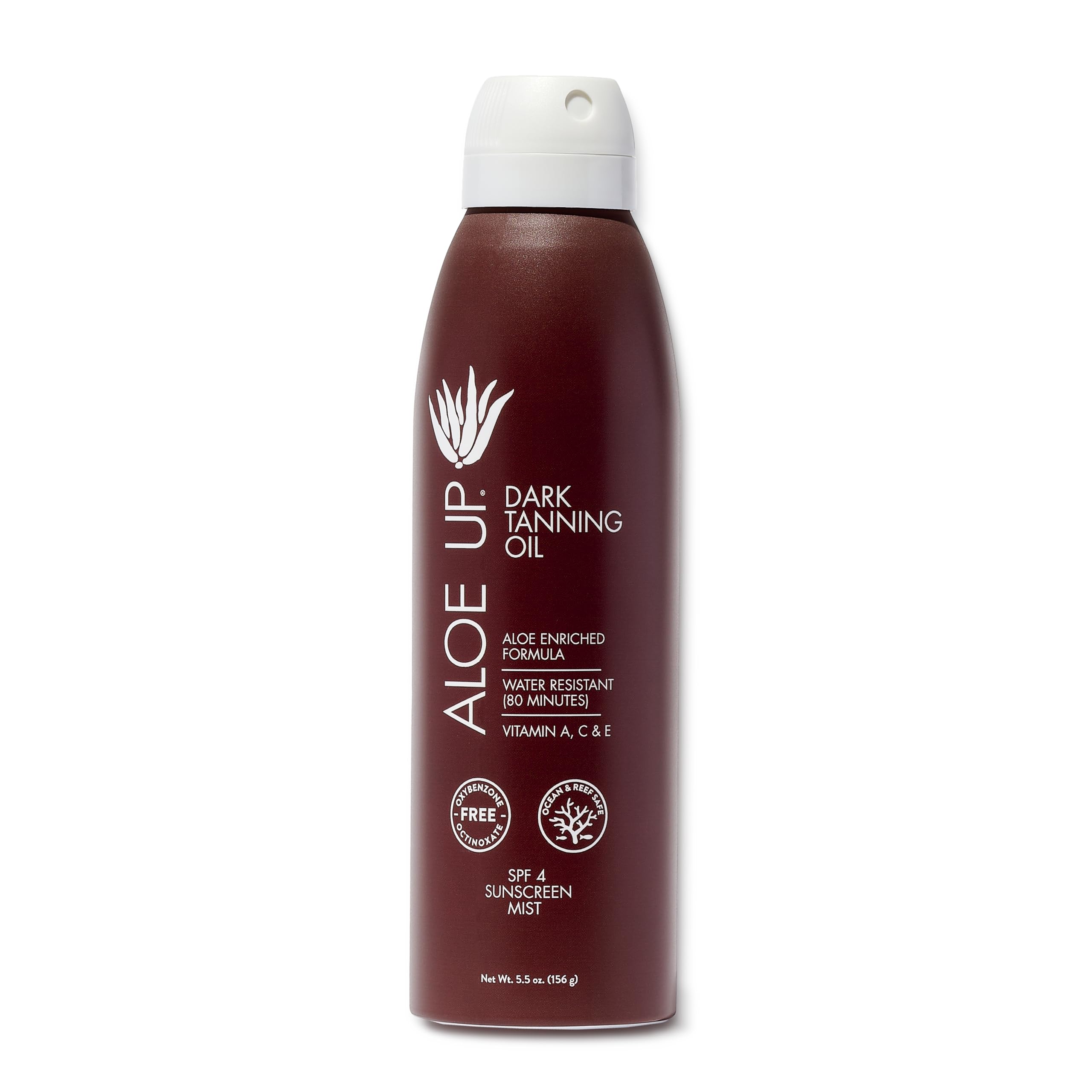 Aloe Up Spf 4 Dark Tanning Oil - Body And Face Tanning Continuous Spray For Outdoor Sun - With Sunscreen, Pure Aloe Vera, And Na