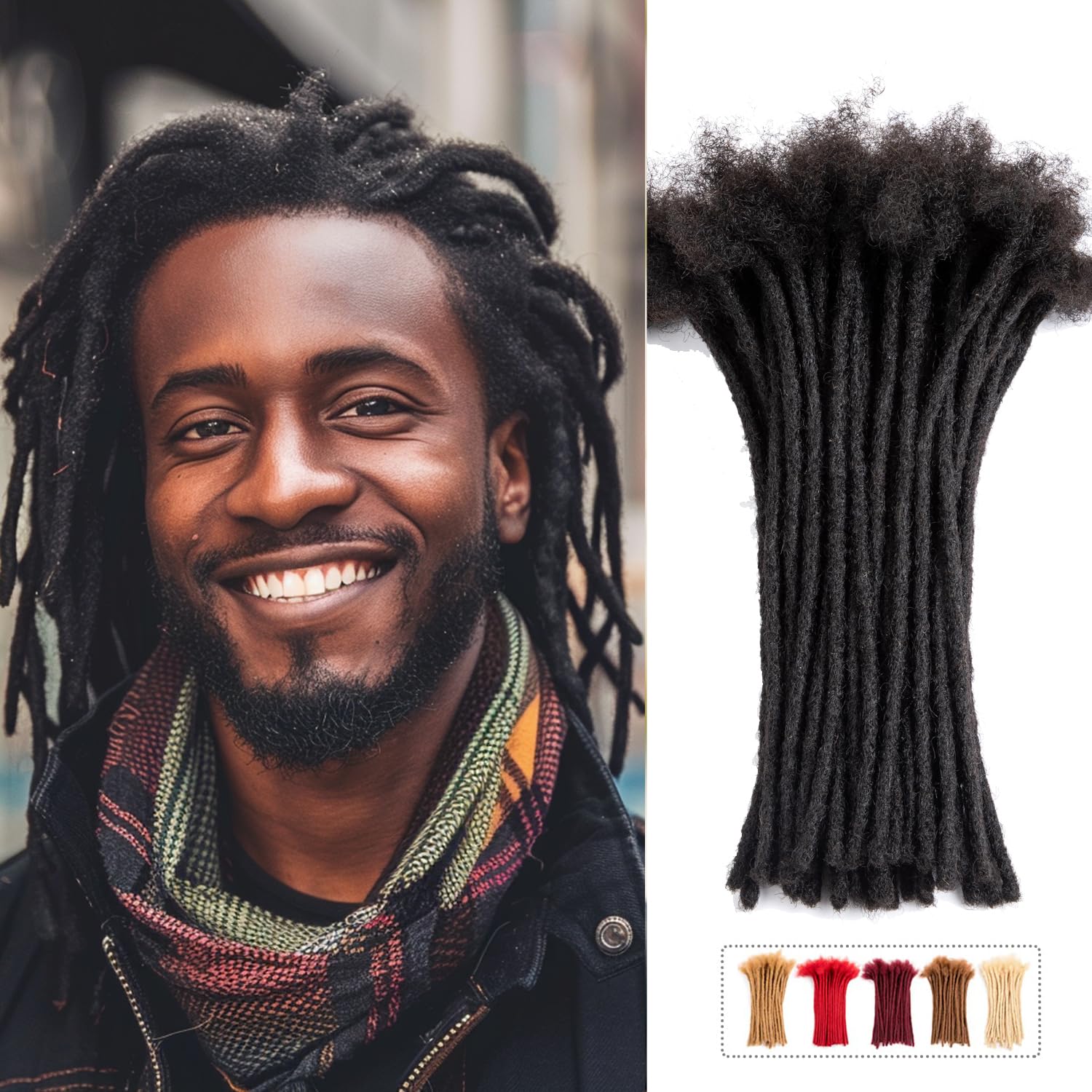 Teresa 10 Inch 0.4cm Width Loc Extension Human Hair Natural Black 30 Strands Full Hand-made Permanent Locs Extensions Can Be Dye