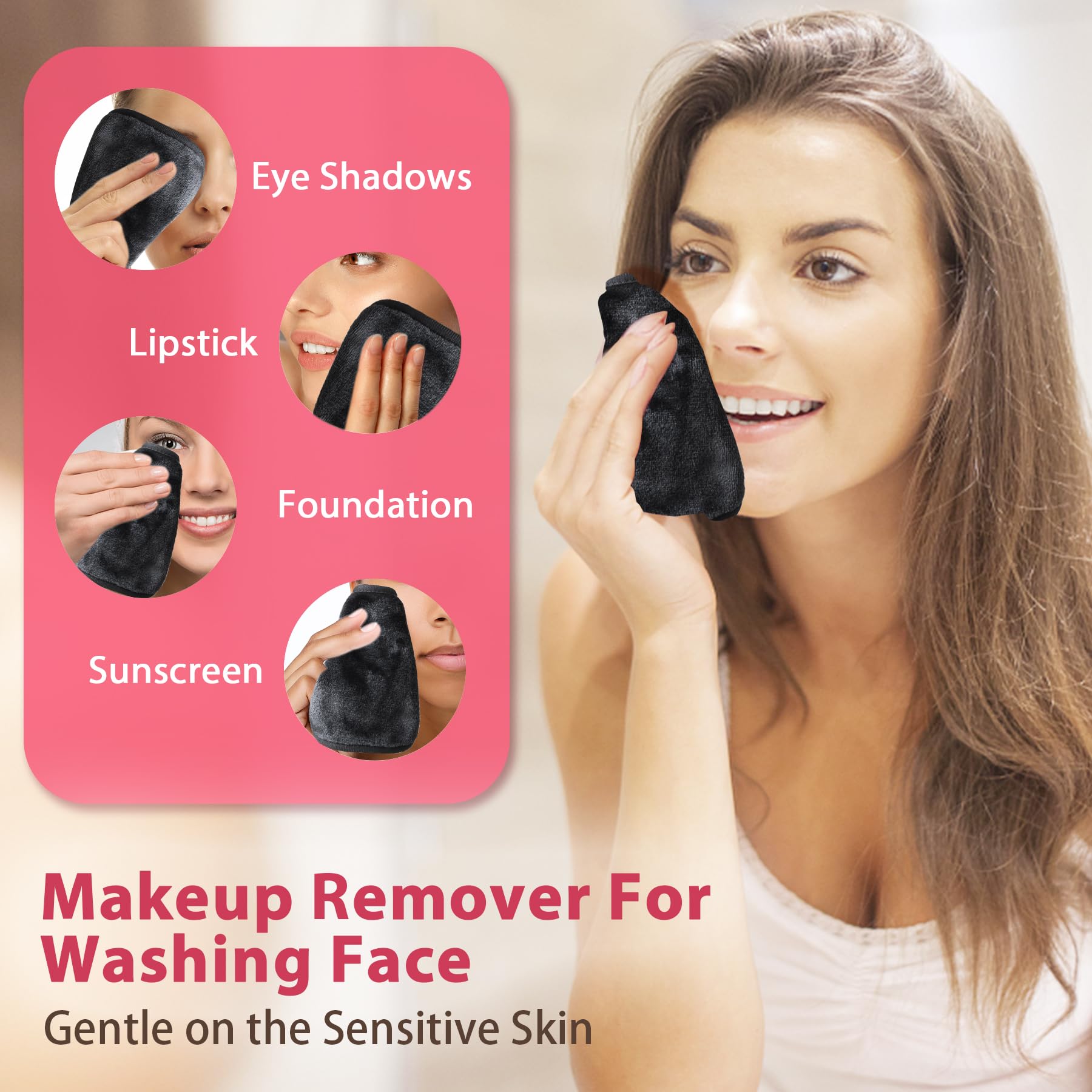 Makeup Remover Cloth, 6'' X 6'' Make Up Towels Reusable Face Cloth For Washing Face, Makeup Remover Pads Microfiber Face Washclo