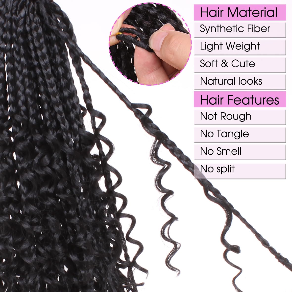 Cookoo 8 Packs Goddess Box Braids Crochet Hair 18 Inch Bohemian Hippie Box Braids Crochet Hair With Curly Ends Synthetic Crochet