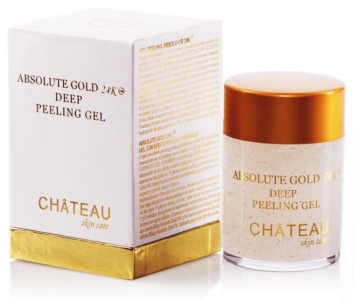 Absolute Gold 24K Deep Peeling Gel- 24 KARAT GOLD, PEARL POWDER and GINGER EXTRACT. Excellent for all skin types. 2.04 fl.oz-60
