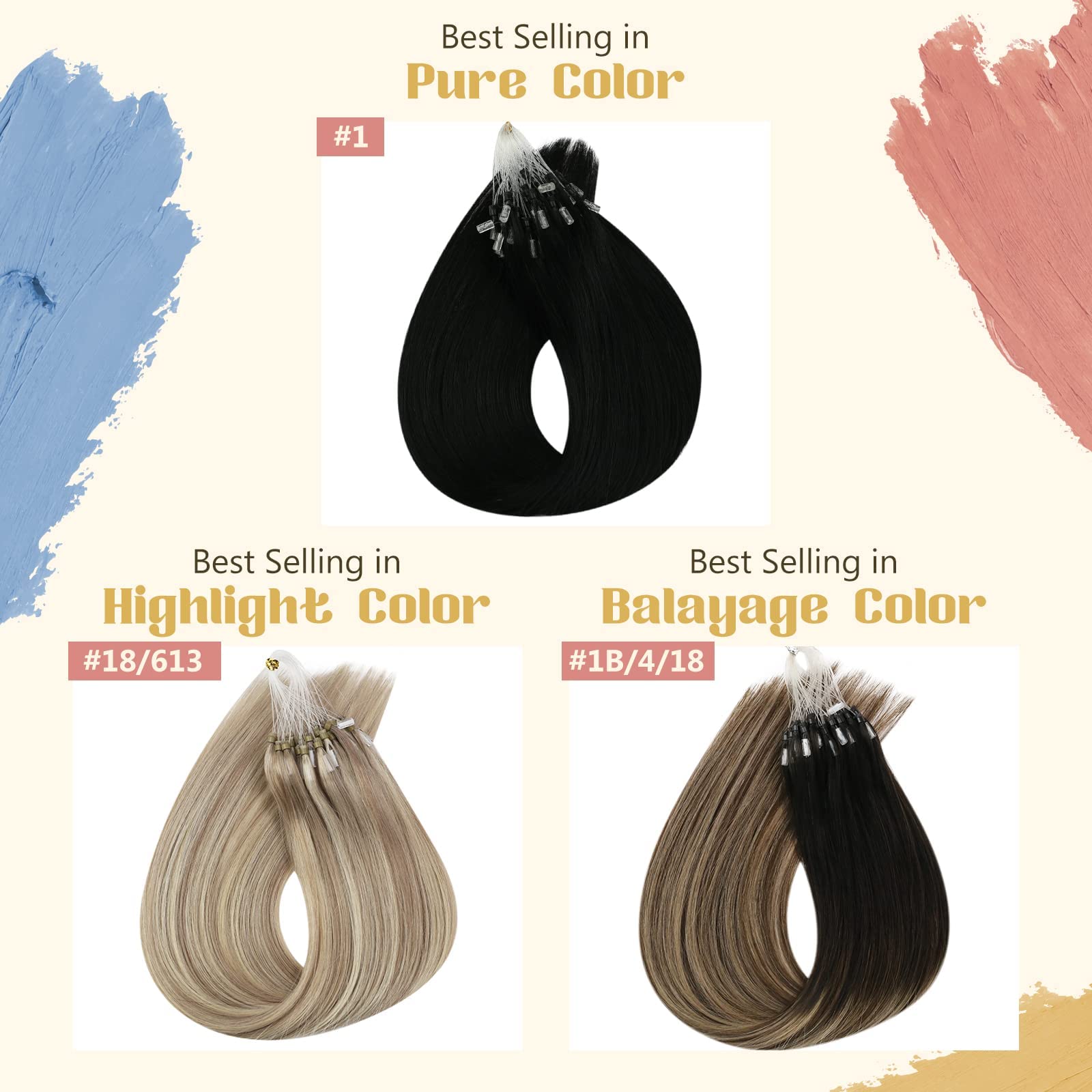 Sunny Micro Hair Extensions Human Hair Ash Blonde Highlight Bleach Blonde Micro Bead Human Hair Extensions Blonde Highlight Micr