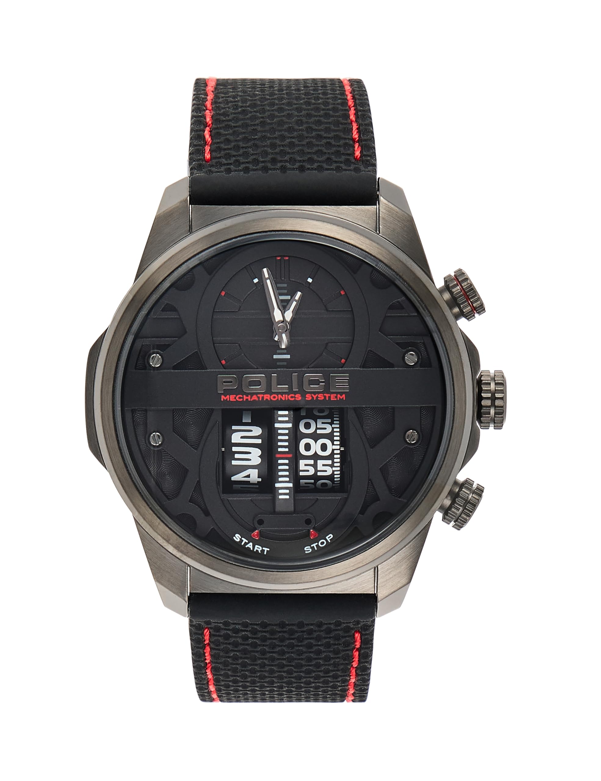 Police Quartz Multifunction Black Dial Silicone Strap Watch For MenPlpewjm0006505W