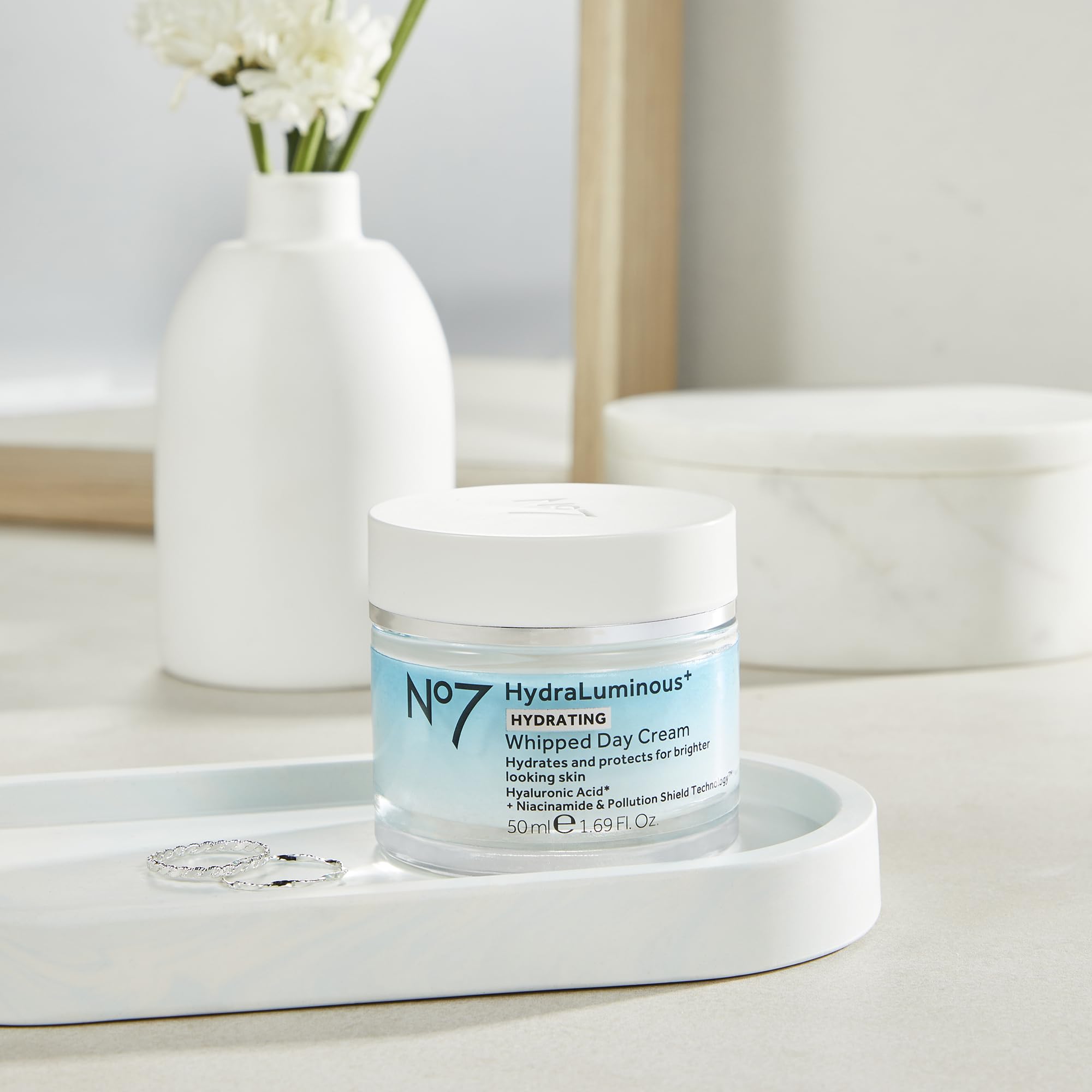 No7 Hydraluminous+ Hydrating Whipped Day Cream - Hyaluronic Acid Facial Moisturizer With 2% Vitamin B3 Niacinamide For Skin Barr