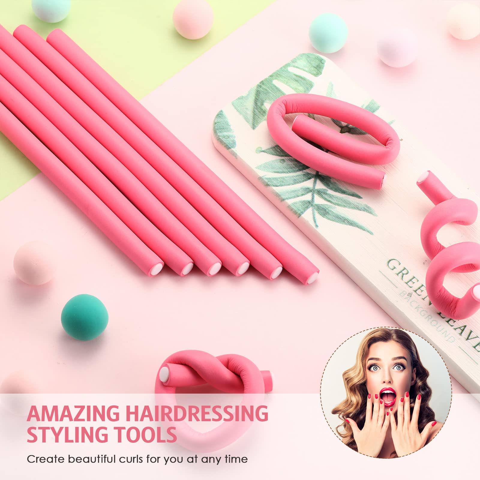 20 Pieces Flexible Curling Rods Twist Foam Hair Rollers Soft Foam No Heat Hair Rods Rollers Curlers and Steel Pintail Comb Rat T