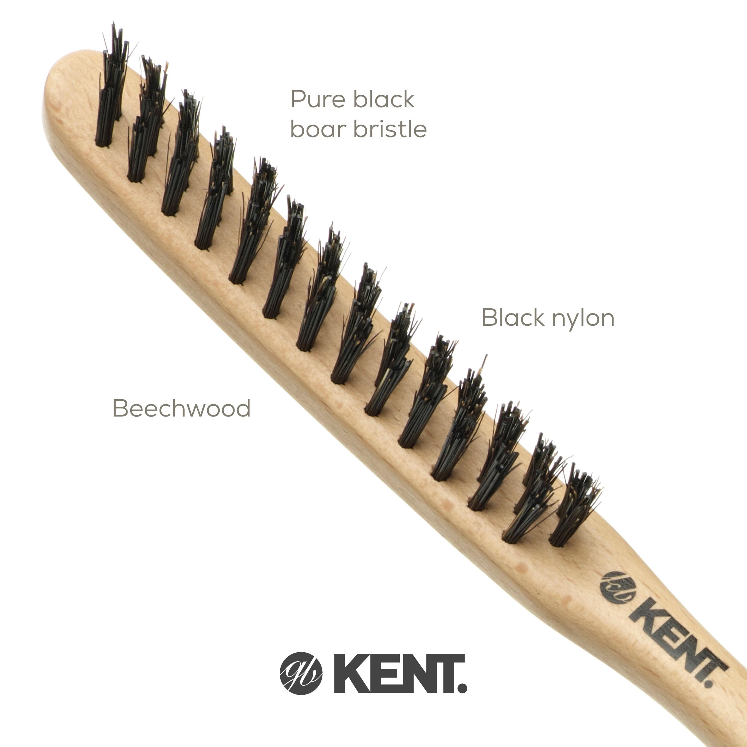 Kent PF15 Teasing Brush Edge Control Boar Bristle Hair Brush and Nylon Hair Brushes for Women Volume Control, Edge Control Brush