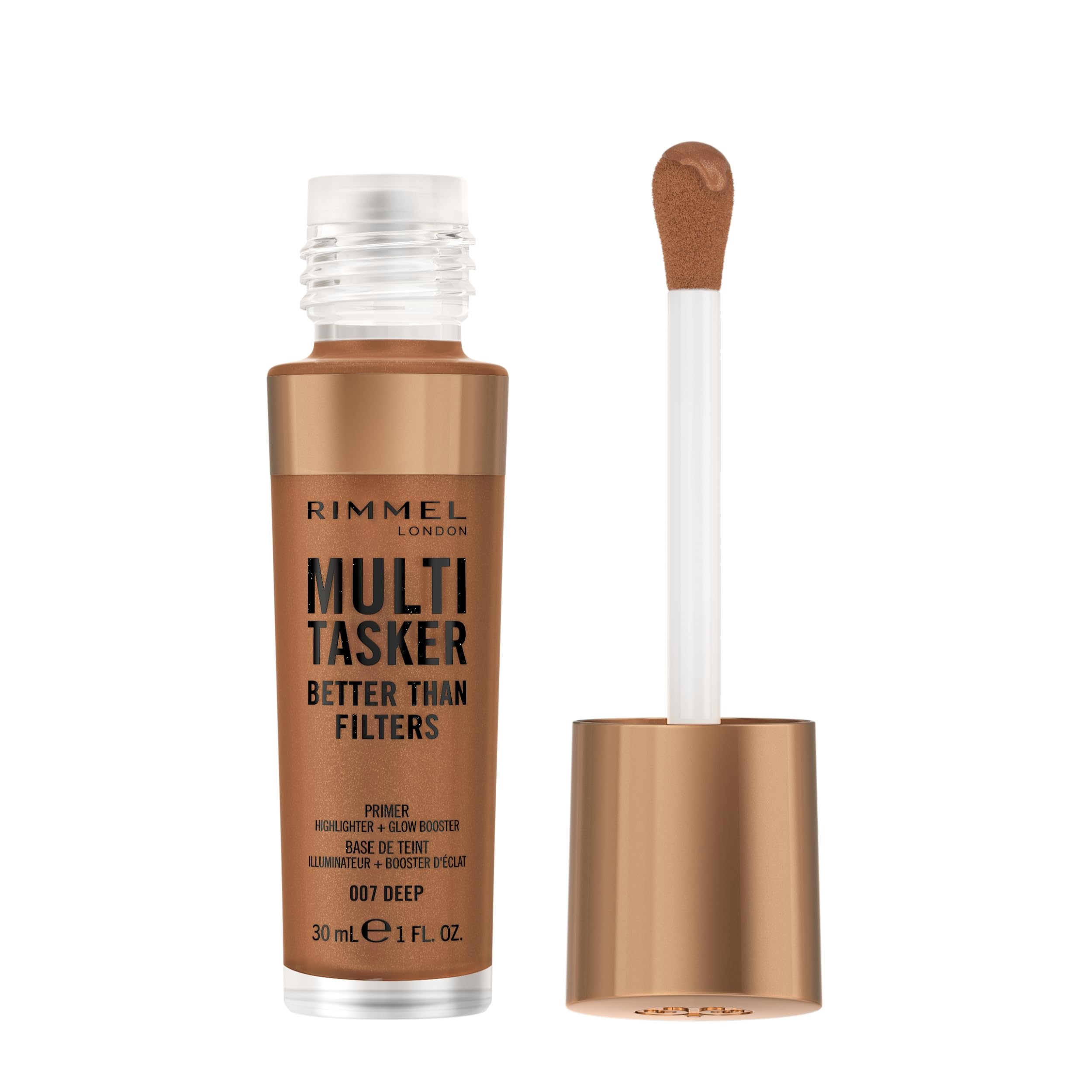 Rimmel Multi-Tasker Better Than Filters, 007 Deep, Face Primer, Glow Booster and Highlighter, Vegan Formula, Anti-Ageing Benefit