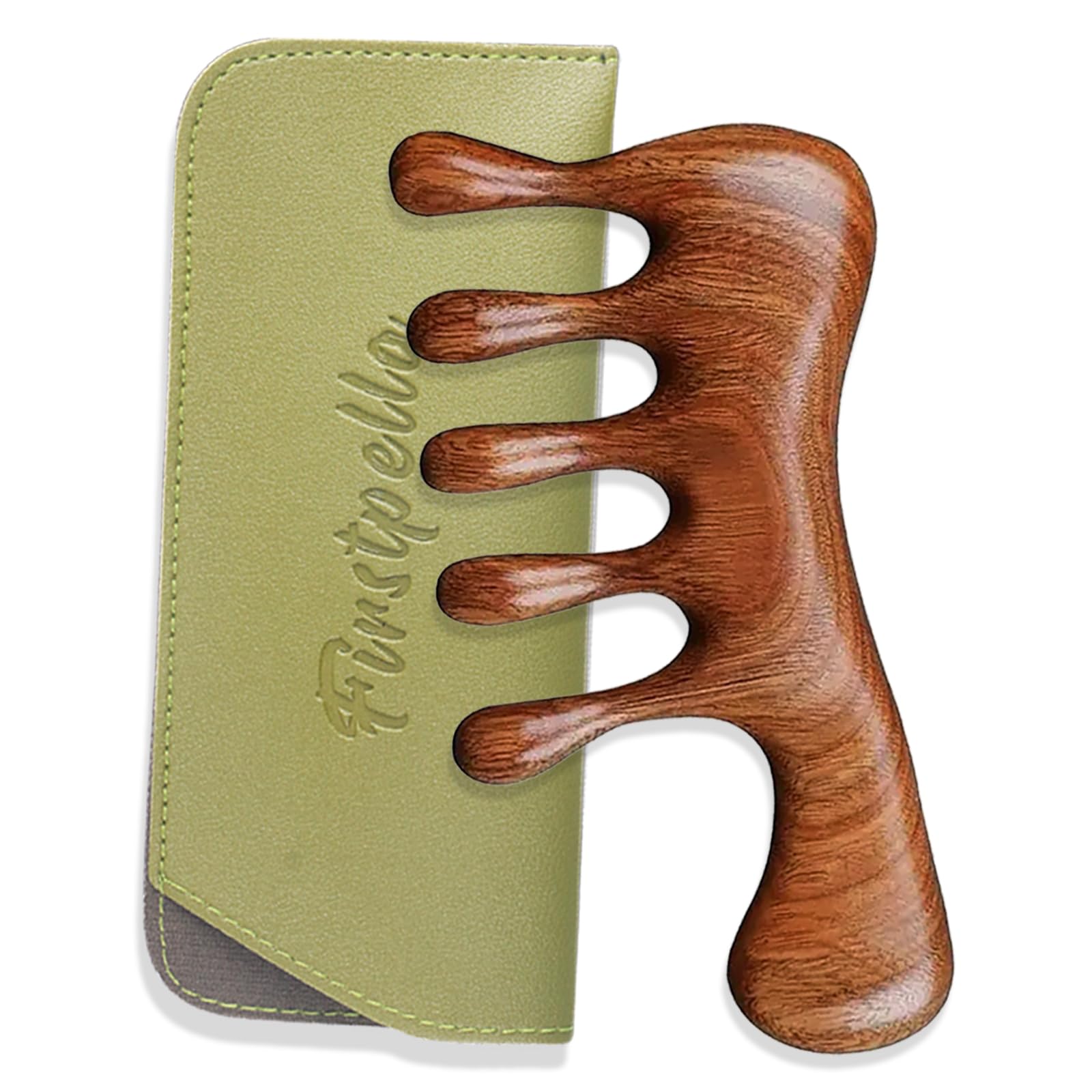 FIRSTPELLA Loc Comb  Wooden Scalp Massager,Massage Comb for Scalp Gua Sha,Wood Head Massager for Hair Growth Sandalwood Wooden 