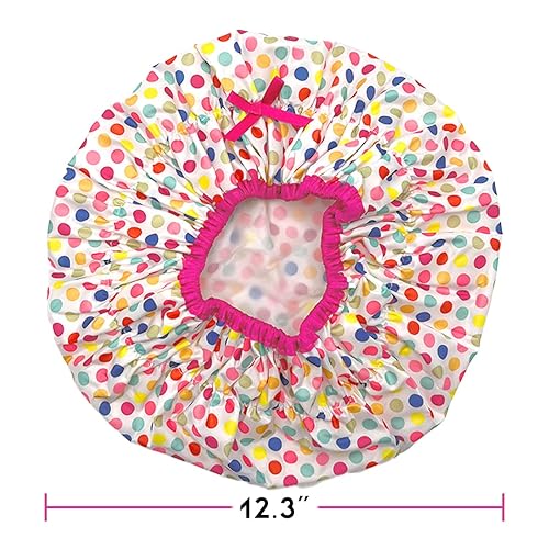 Reusable Shower Cap & Bath Cap & Lined, Oversized Waterproof Shower Caps Large Designed For All Hair Lengths With Peva Lining &