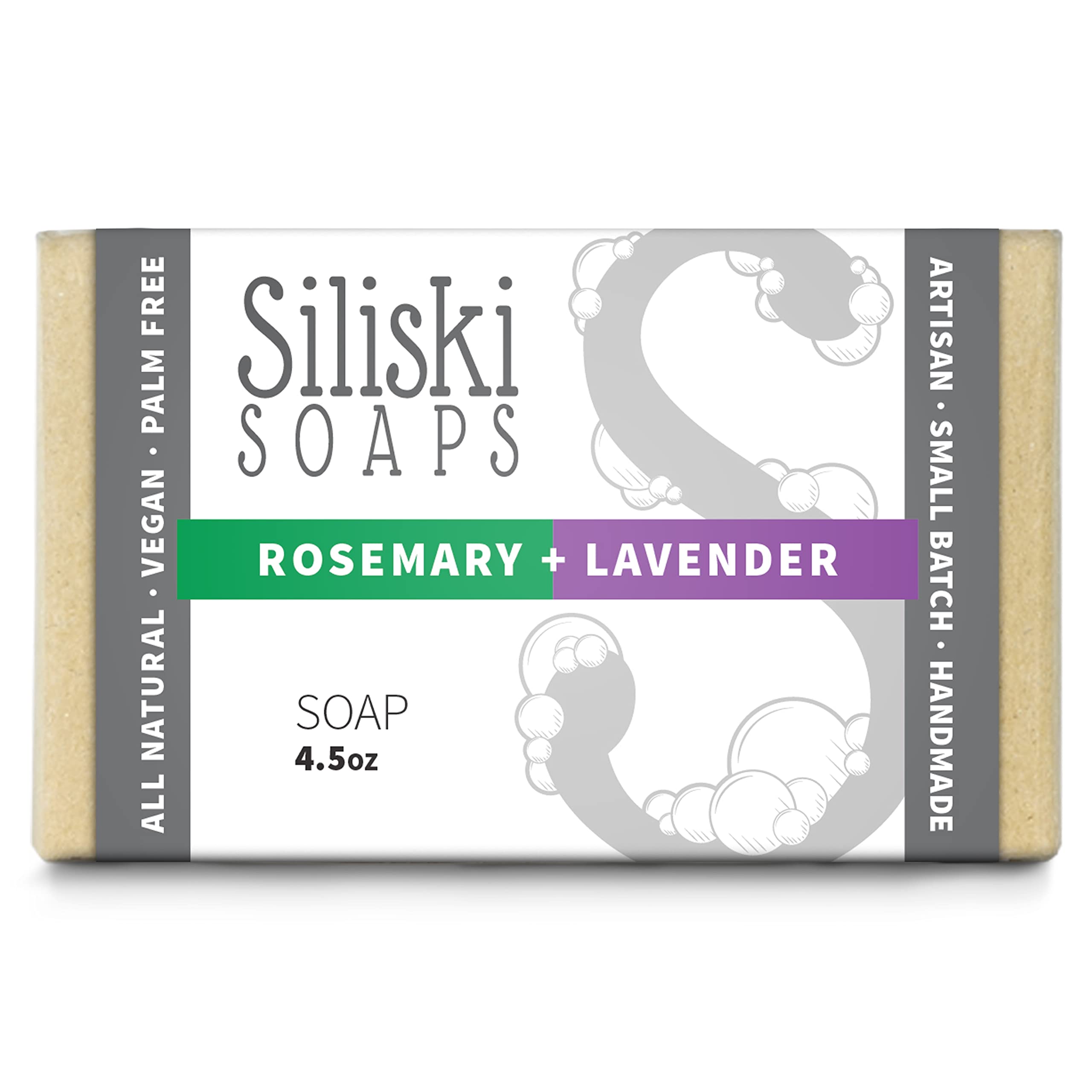 Simple Skincare By Siliski Soap, Hard, Gentle, Bath Soap, All Natural, Vegan And Palm Free - Rosemary + Lavender, 4.5 Oz