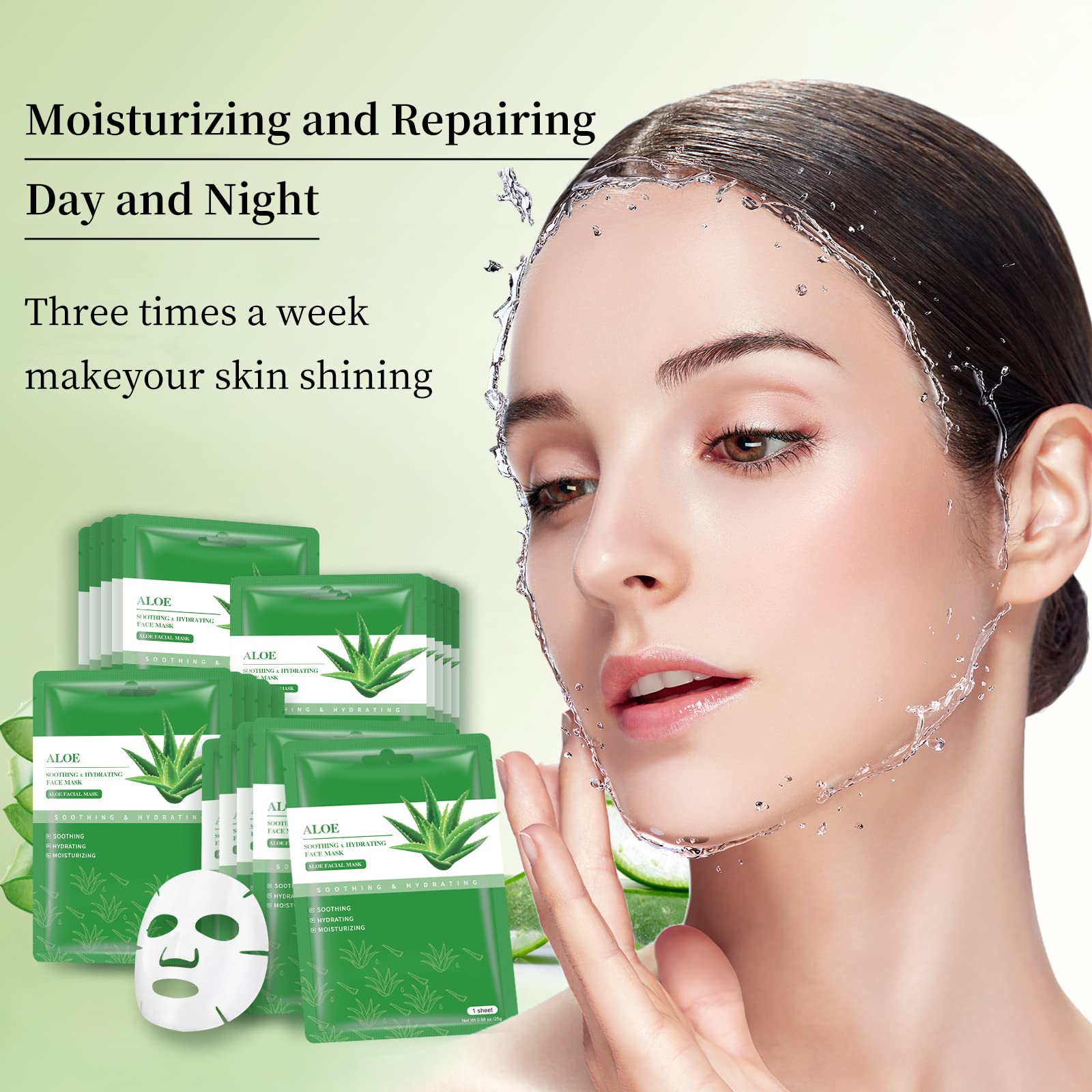 Yafusipe Face Masks Skincare Sheet Mask Aloe Vera Sheets Mask, Hydrating Face Masks Soothing Facial Mask For All Skintypes Sun C