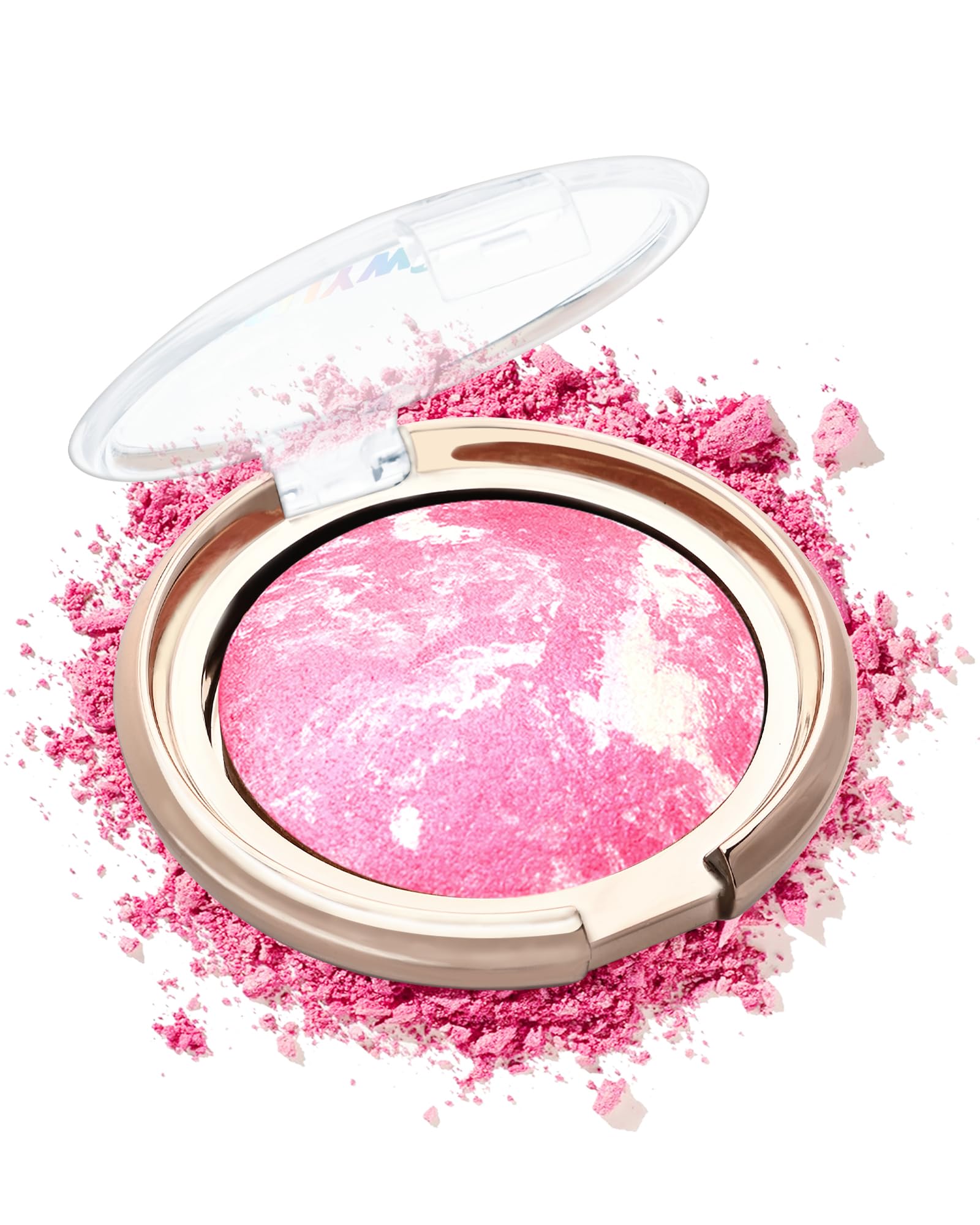 Baked Powder Blush-Brighten Glow Marbleized Blush Powder Palette,Lightweight Shimmery Cruelty-Free face Blush for Cheeks,Eyeshad