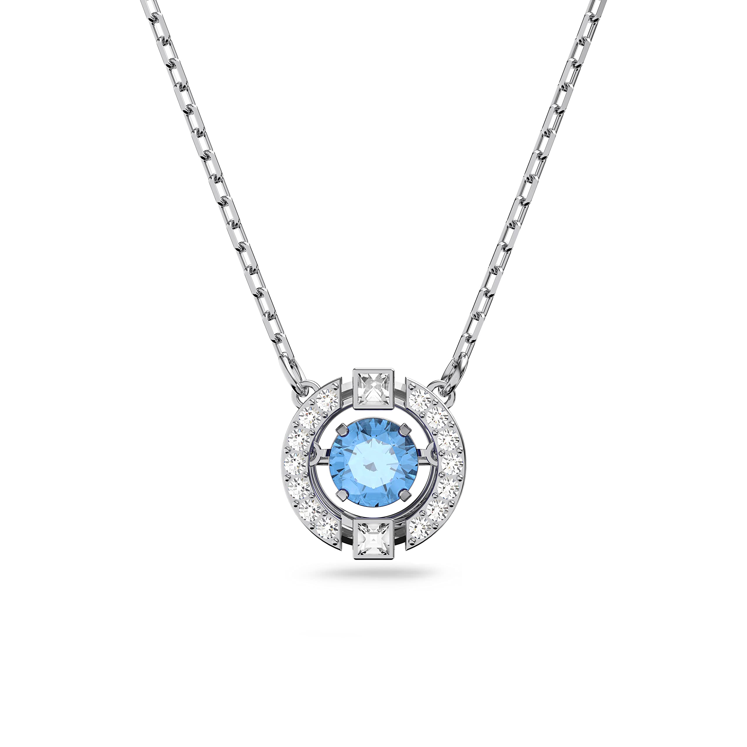 SWAROVSKI Women's Sparkling Dance Round Jewelry Collection, Rhodium Finish, Blue Crystals, Clear Crystals