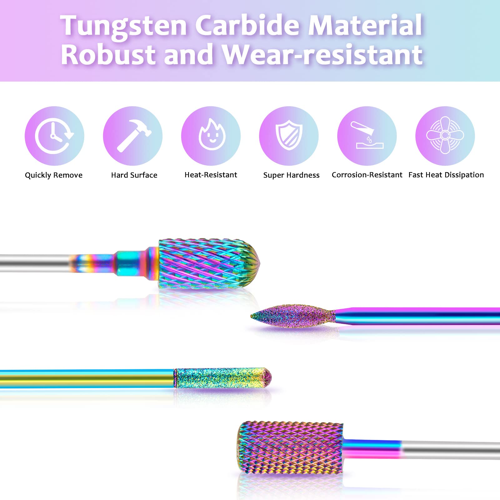 Nail Drill Bits, HEYMKGO 3/32 Inch Nail Bit Set for Acrylic Nails, 11Pcs Tungsten Carbide Diamond Cuticle Nail Gel Polish Remove