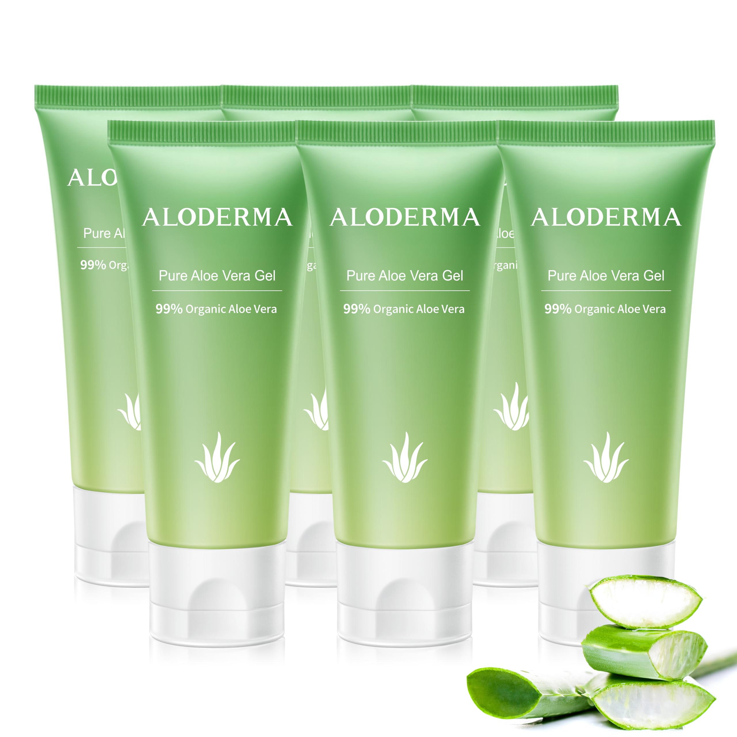 Aloderma 99% Organic Aloe Vera Gel Made within 12 Hours of Harvest, Refreshing Travel Size Aloe Vera Gel for Face & Body, Coolin