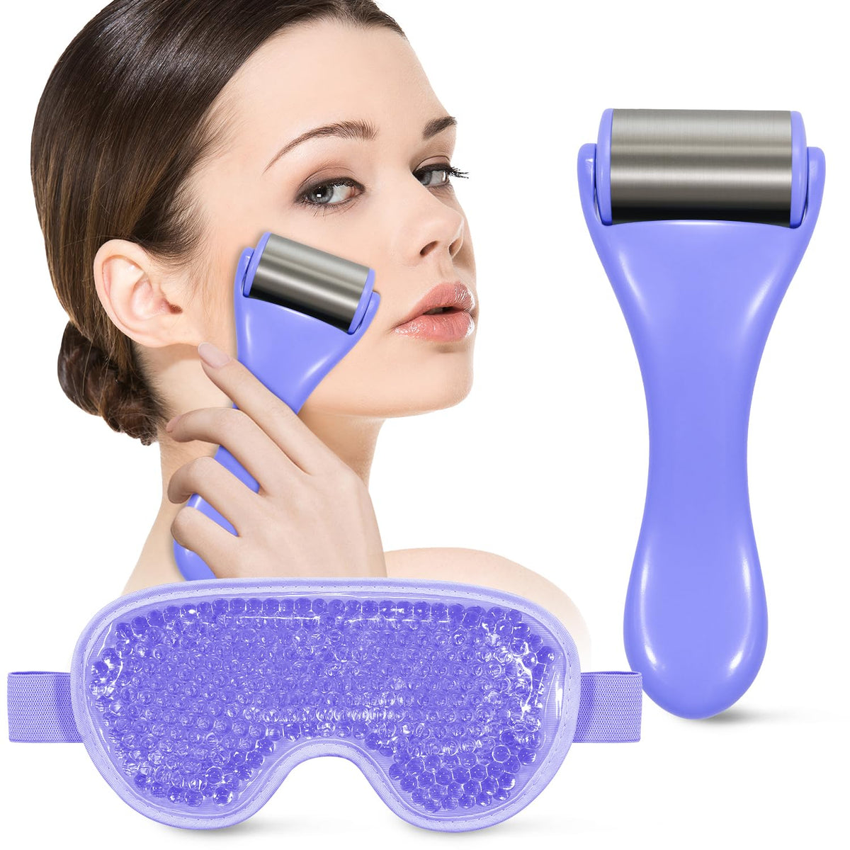 my novel things Cooling Eye Mask Ice Roller for Face, Cold Roller Skin Care Facial Lymphatic Drainage Massager and Gel Mask for 