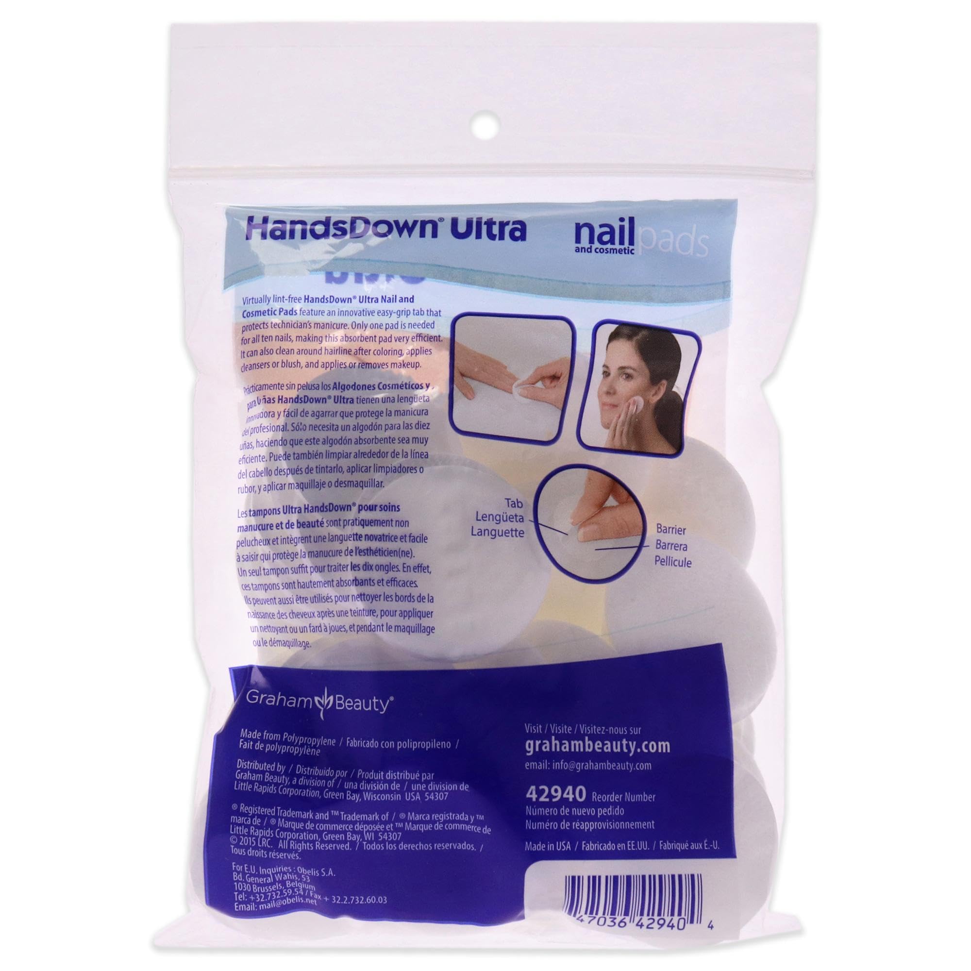 Graham Beauty HandsDown Ultra Nail and Cosmetic Pads Pads Unisex 60 Pc