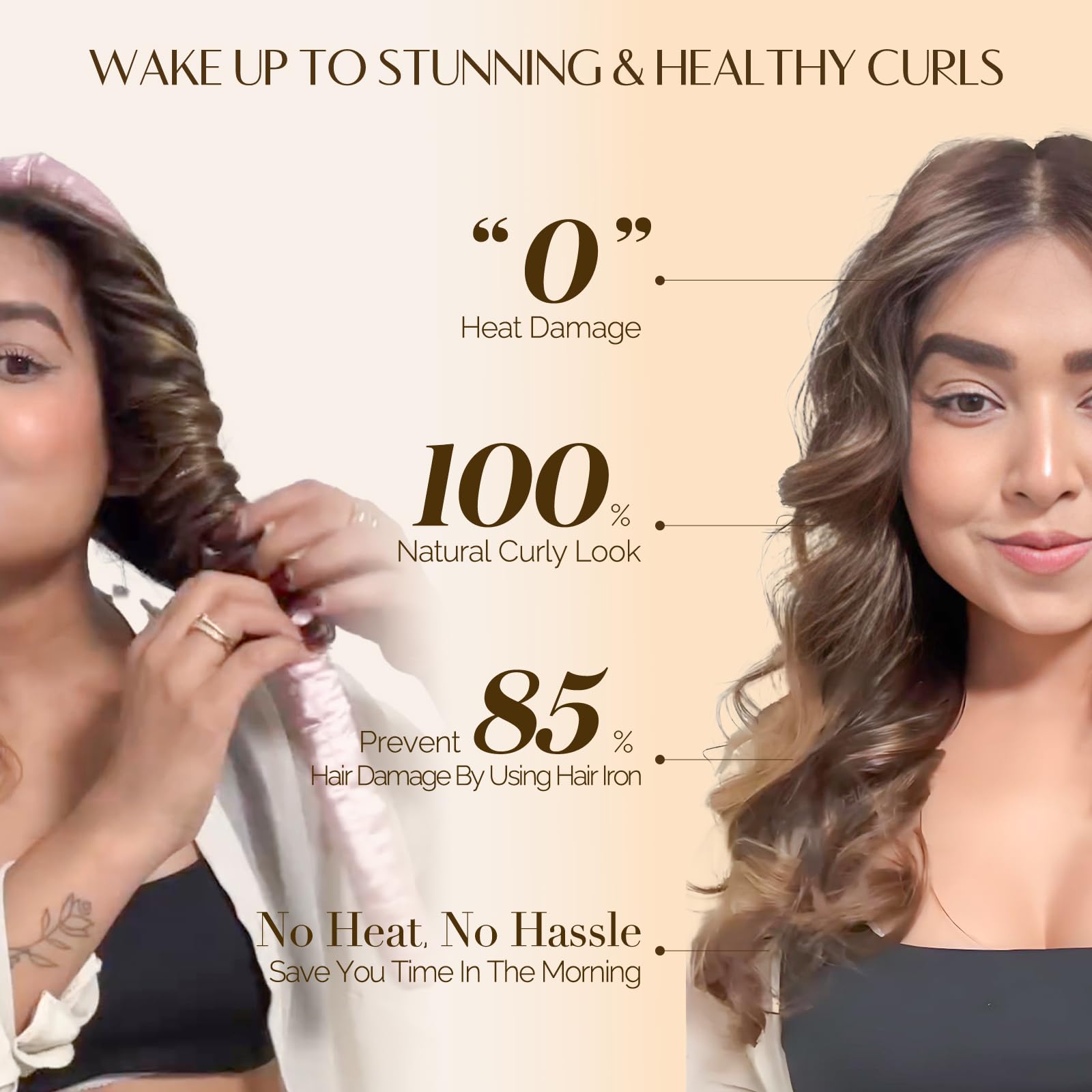 Yanibest Super Soft Satin Heatless Curler Set, Overnight Hair Curler To Sleep In, No Heat Curling Rods, With Satin Scrunchies An