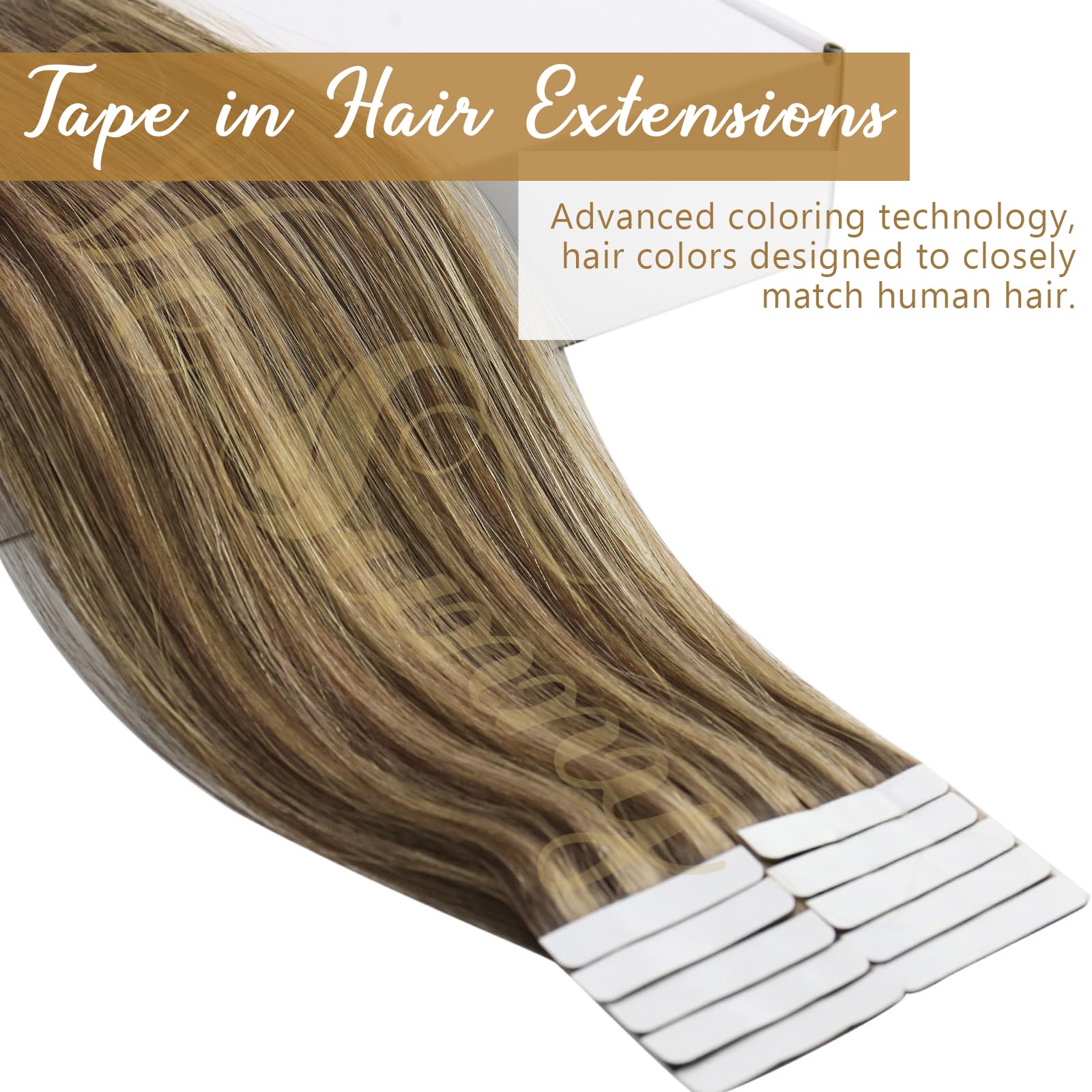 Ve Sunny Tape In Hair Extensions Brown Highlight Human Hair Tape In Extensions Dark Brown Tape On Hair Extensions Hair Highlight