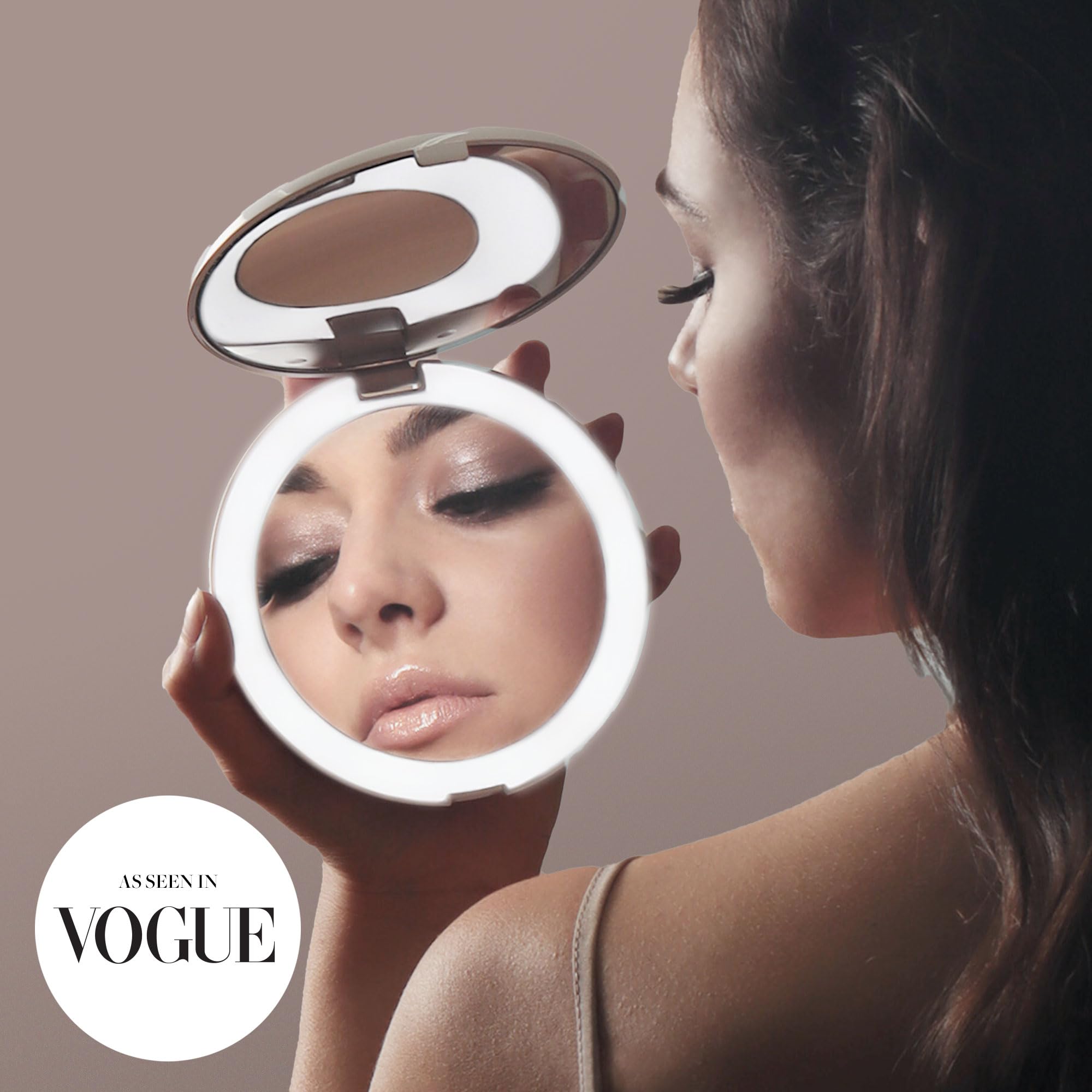 Fancii LED Lighted Travel Makeup Mirror, 1x/10x Magnification - Daylight LED, Compact, Portable, Large 5 Wide Illuminated Foldin