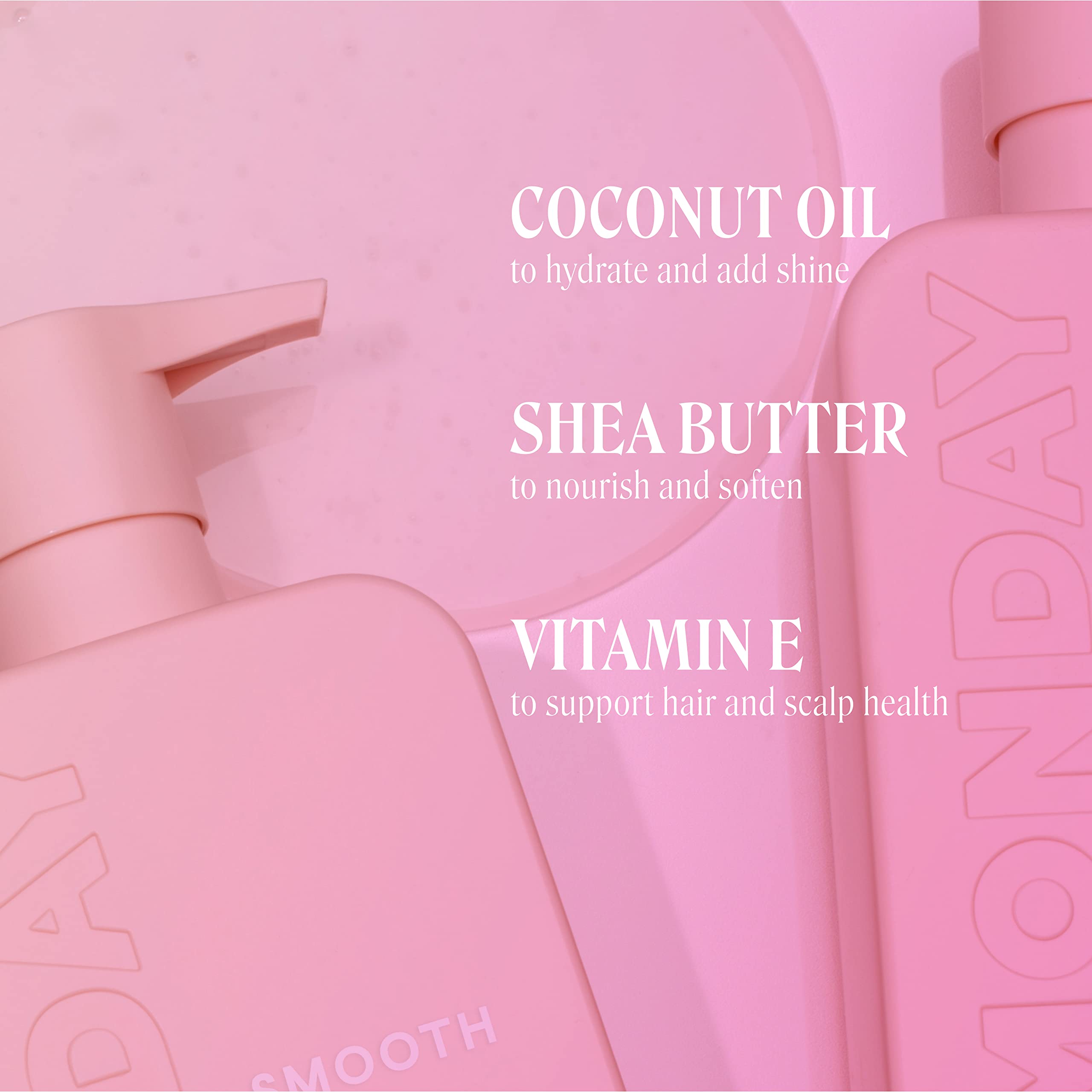 Monday Haircare Smooth Shampoo + Conditioner Bathroom Set (2 Pack) 12Oz Each For Frizzy, Coarse, And Curly Hair, Made From Cocon