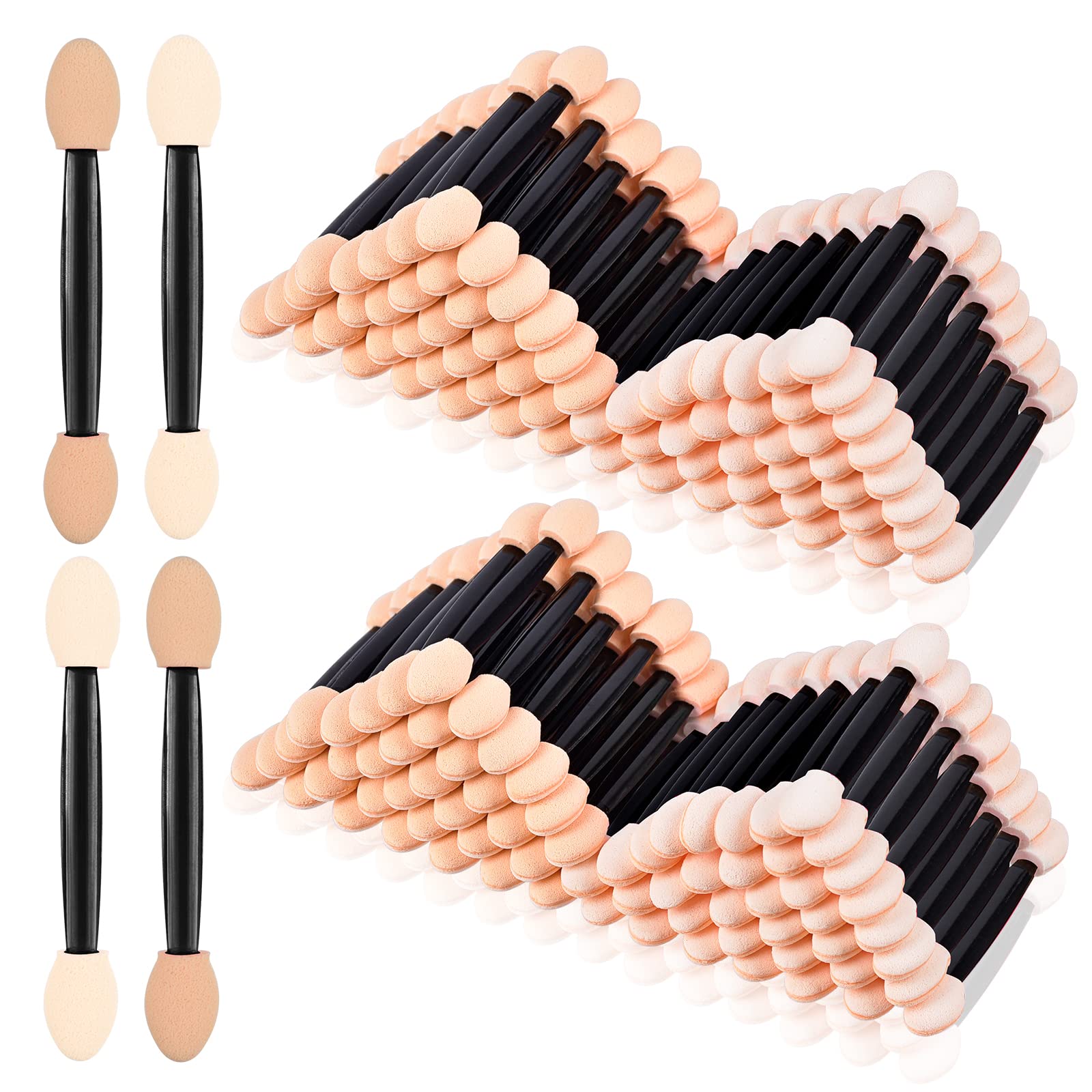MORGLES 150Pcs Eyeshadow Applicators, Eyeshadow Brush Double Sided Eye Makeup Applicators Short Sponge Eyeshadow Applicator Stic