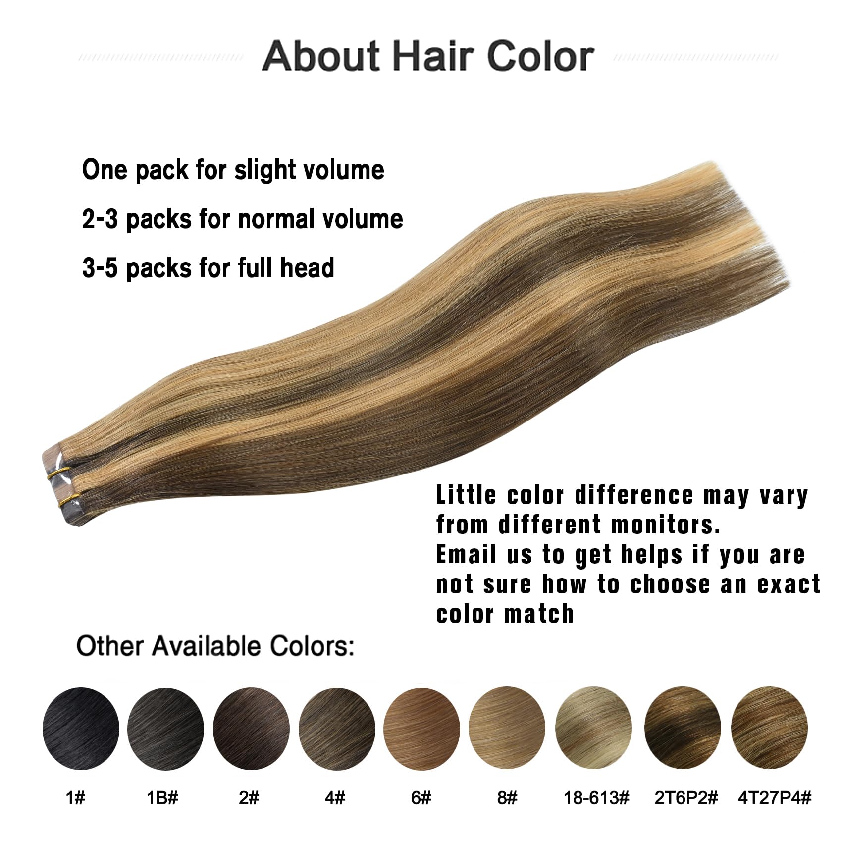 Aison Medium Brown/Dark Blonde Tape in Hair Extensions Human Hair 100% Remy Human Hair Extensions Straight 20 Pcs/Package 14Inch