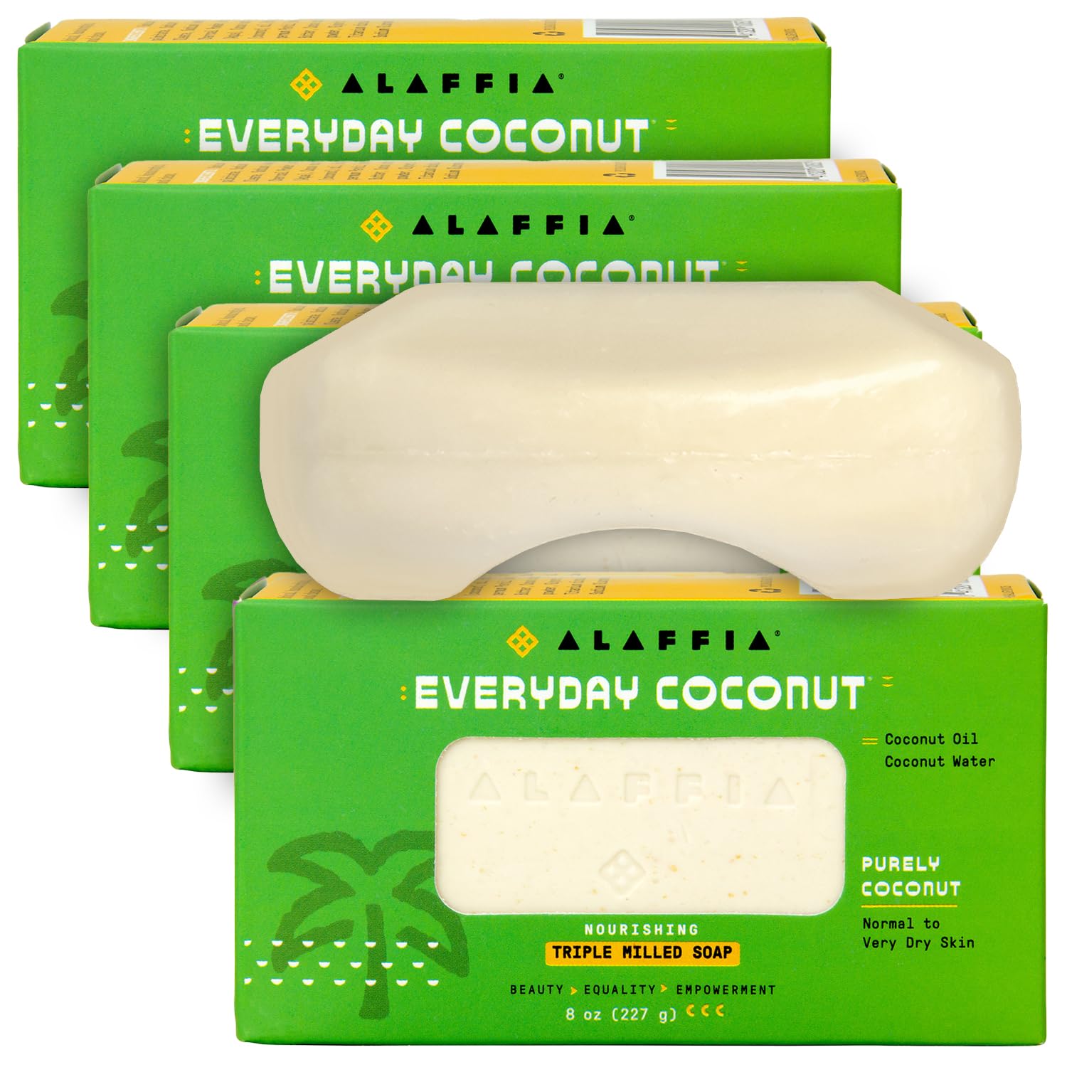 Alaffia EveryDay Coconut Soap Bar - Body Soap, Natural Coconut Oil, Shea Butter & Aromatic Plant Extracts, Ergonomic Bar Soap, P