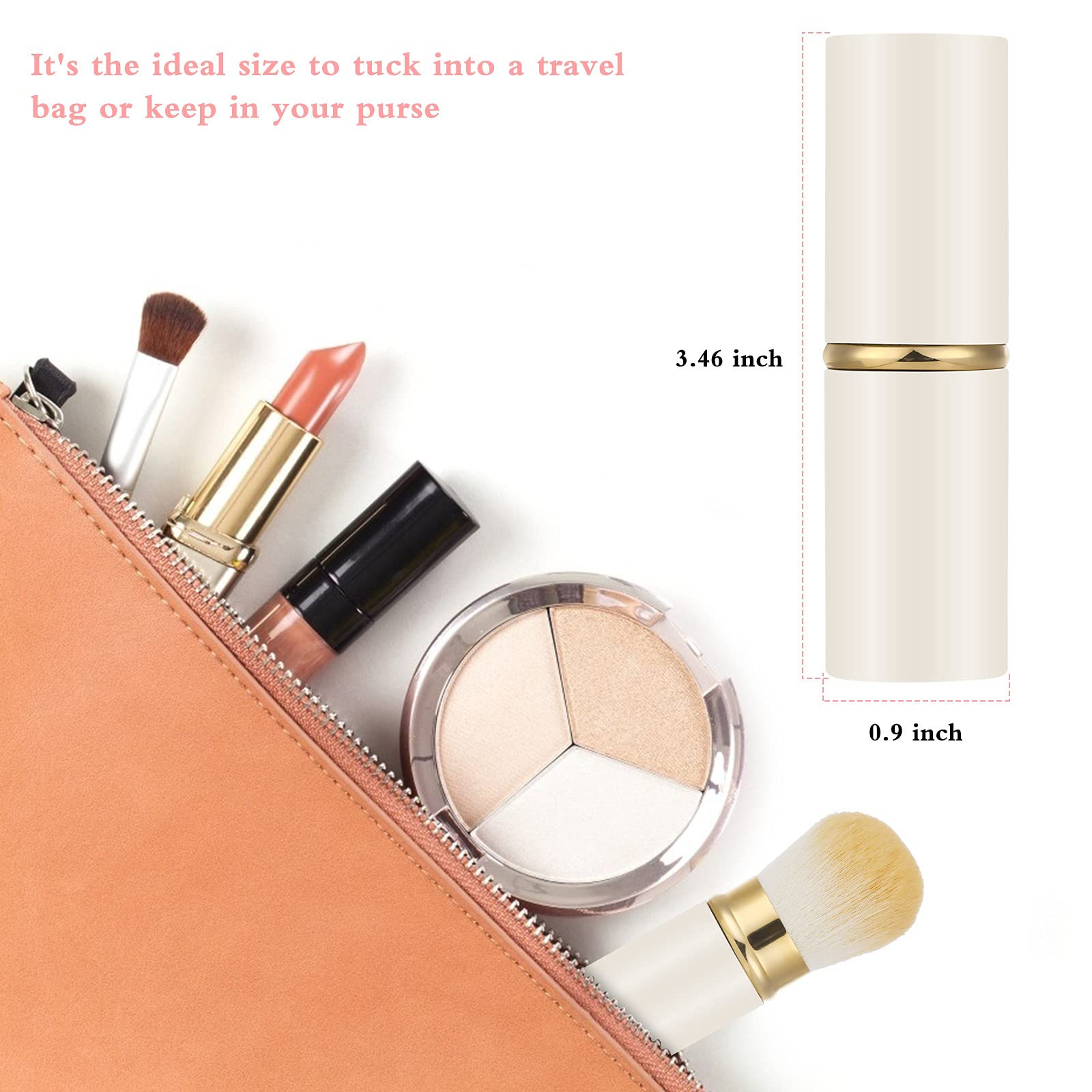 Falliny Retractable Makeup Brush, Travel Powder Brush Face Blush Brush, Portable Kabuki Makeup Brush With Cover For Blush, Sunsc