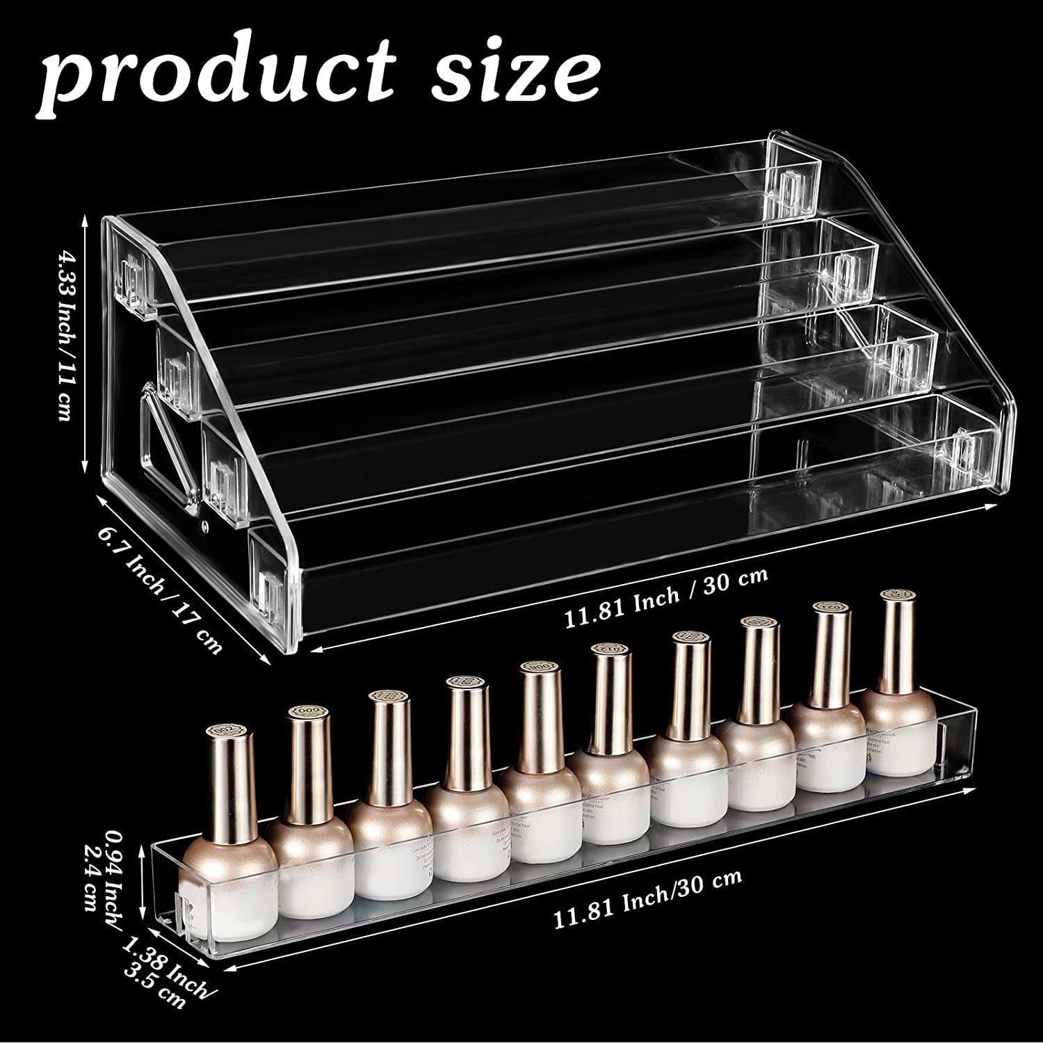 Yiezi Nail Polish Organizer 48 Bottles Of 4 Layers Sunglass Organizer Acrylic Display Rack Eyeglasses Storage Essential Oils Hol