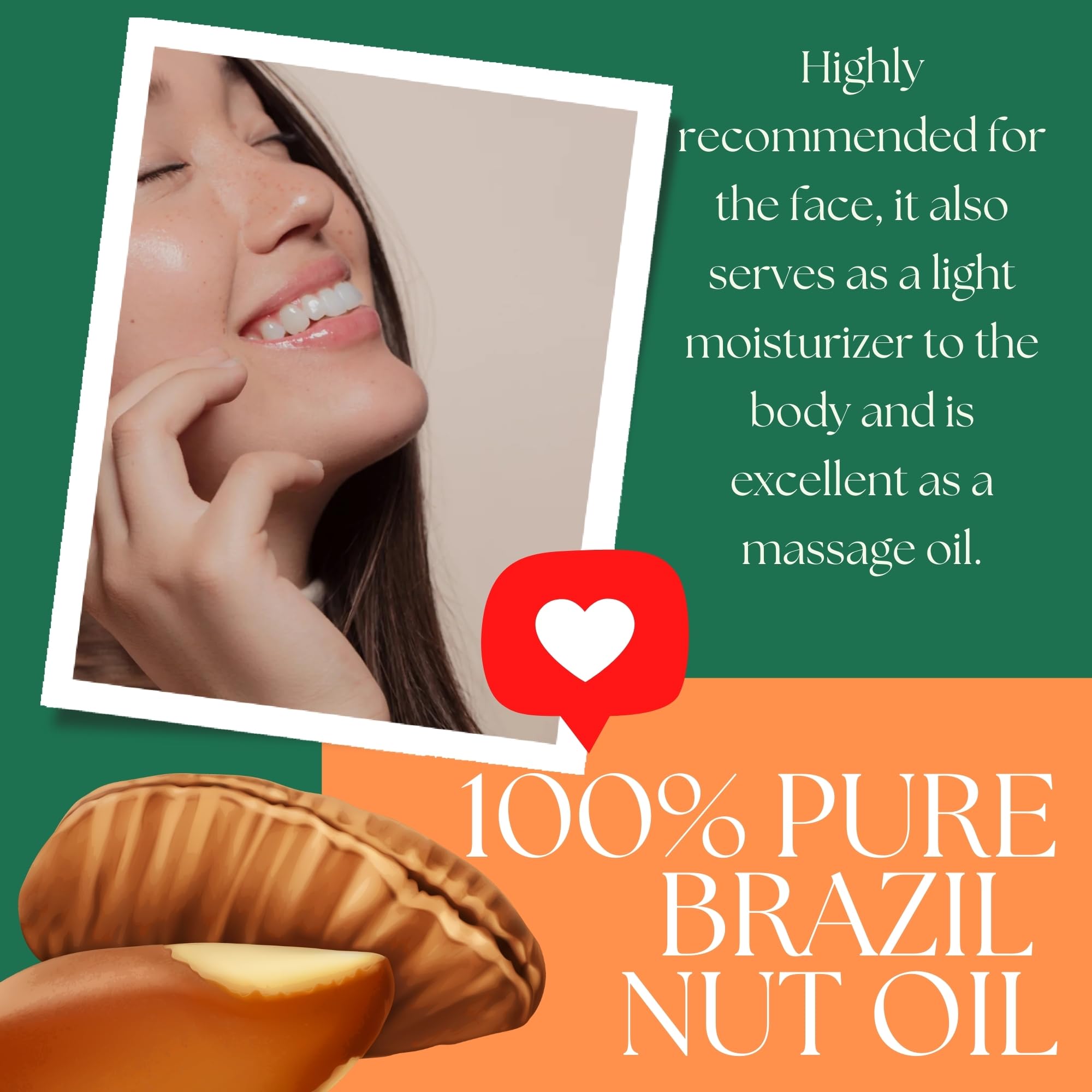 Best Nature's Cosmetics Virgin Organic Brazil Nut Oil, Hydrating Moisturizer for Skin & Hair, Cold-Pressed, Anti-Aging, Restores