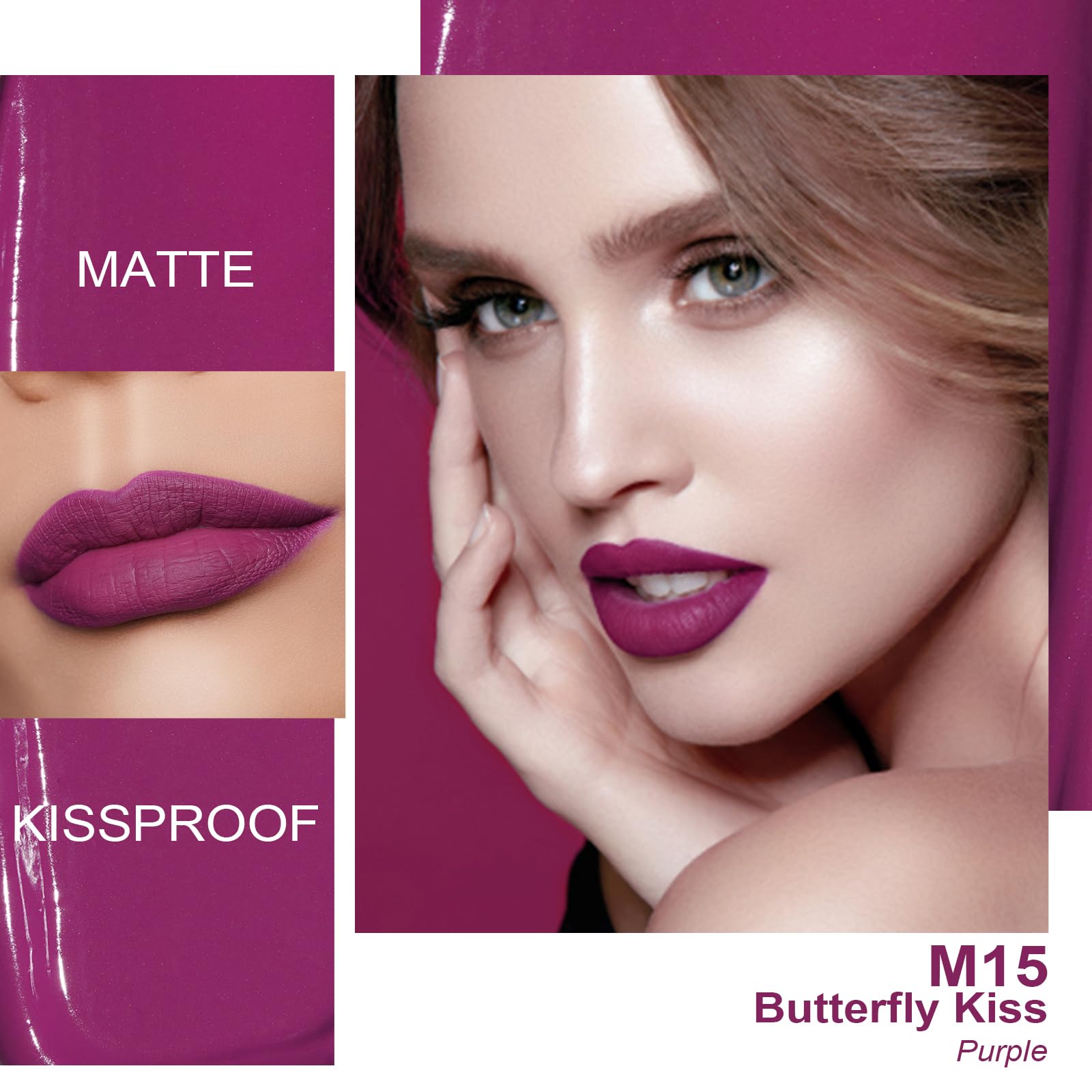 Oulac Matte Liquid Purple Lipstick For Women, Dark Violet Long Lasting Lipstick, Waterproof Lip Stain, No Transfer, Creamy High
