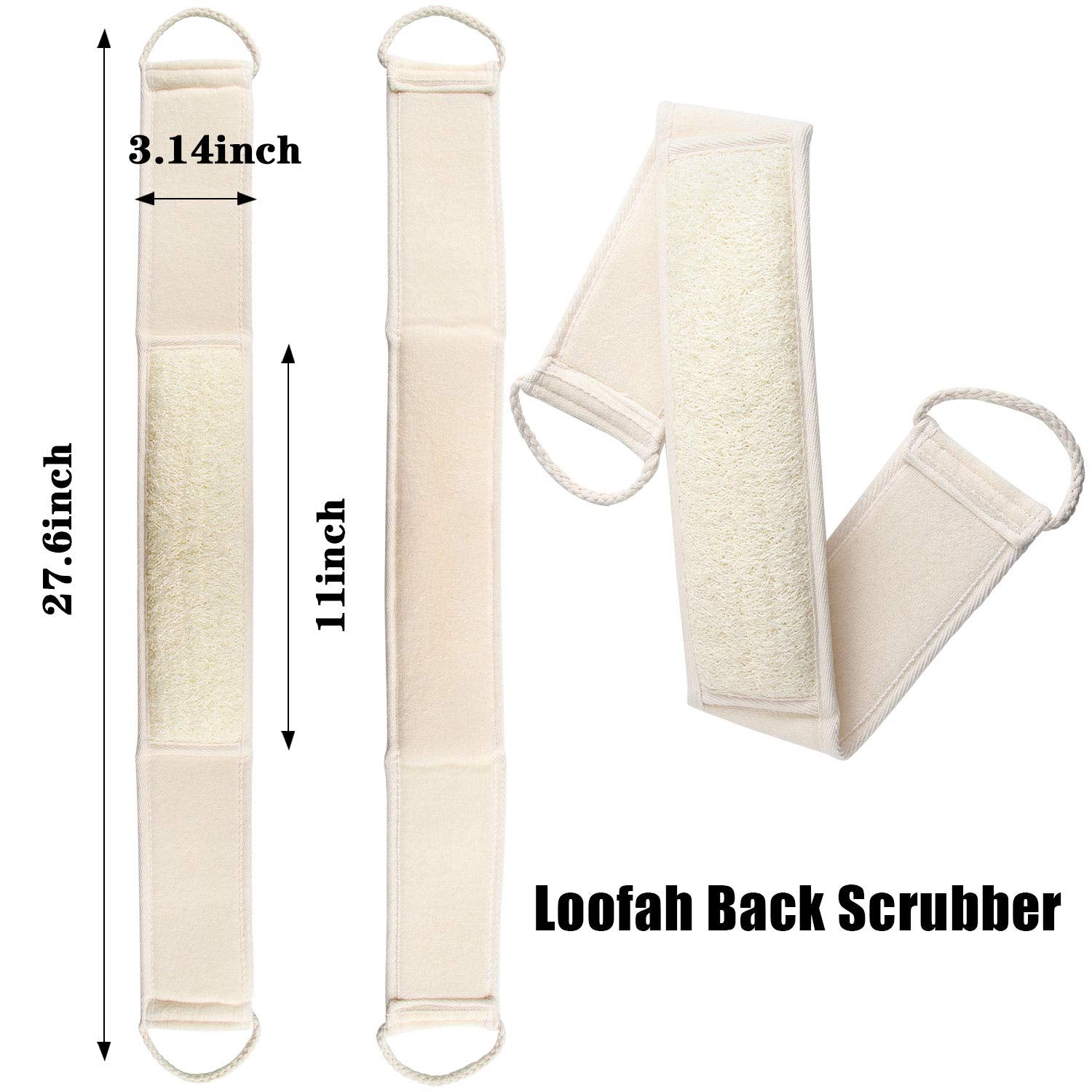 FEBSNOW Loofa Body Scrubber - 4 PCS Exfoliating Natural Luffa Bath Sponge, Medium, Multi-Color, Deep Clean & Invigorate Skin