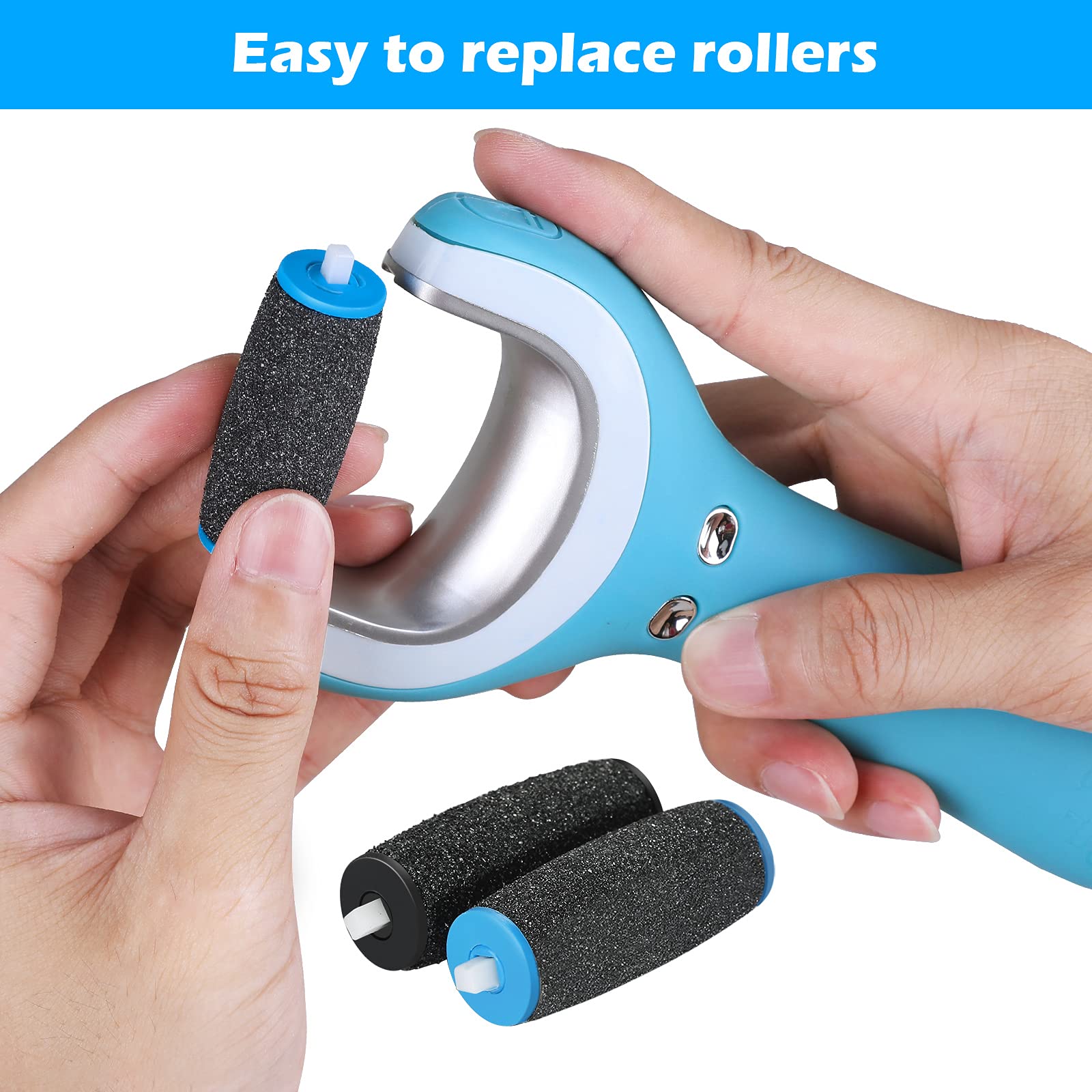 10Pcs Pedi Replacement Rollers Compatible With Amope Pedi Perfect Electronic Foot File, With 2 Curved& 4 Extra Coarse& 3 Regular