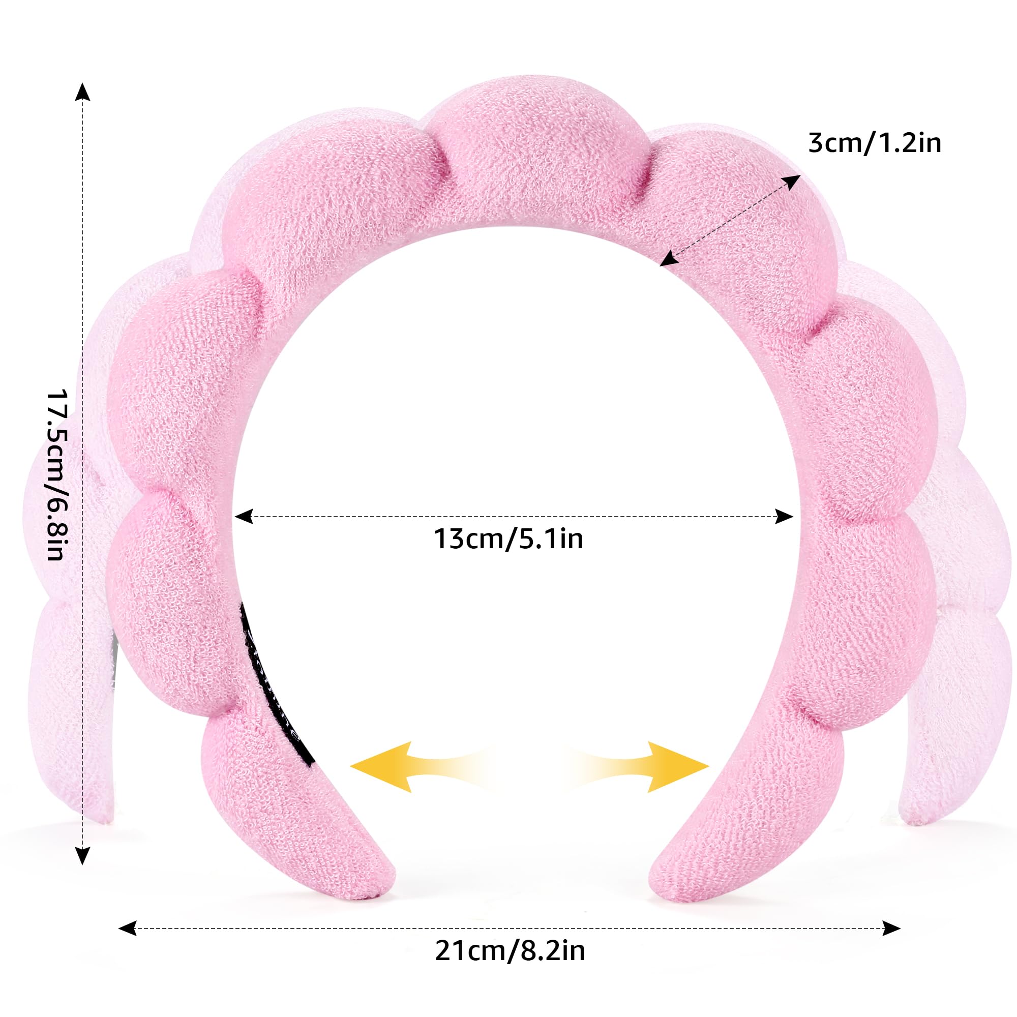 Ztomine Spa Headbands Set of 2 - Terry Cloth Makeup Headbands for Washing Face, Pink & Black, Model 01