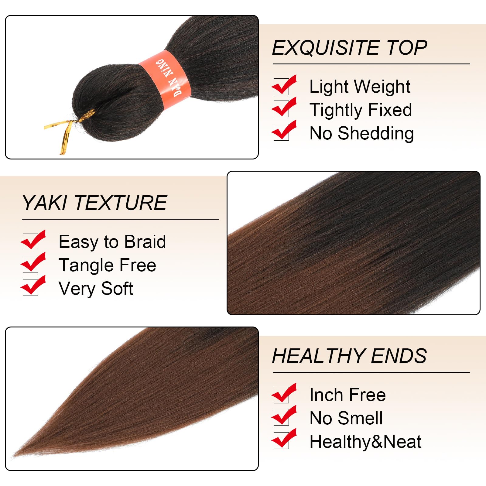 Ombre Pre-Stretched Braiding Hair, Silky Braid Hair Extensions, Crochet Twist Hair Braids, Yaki Texture Original Braiding Hair P