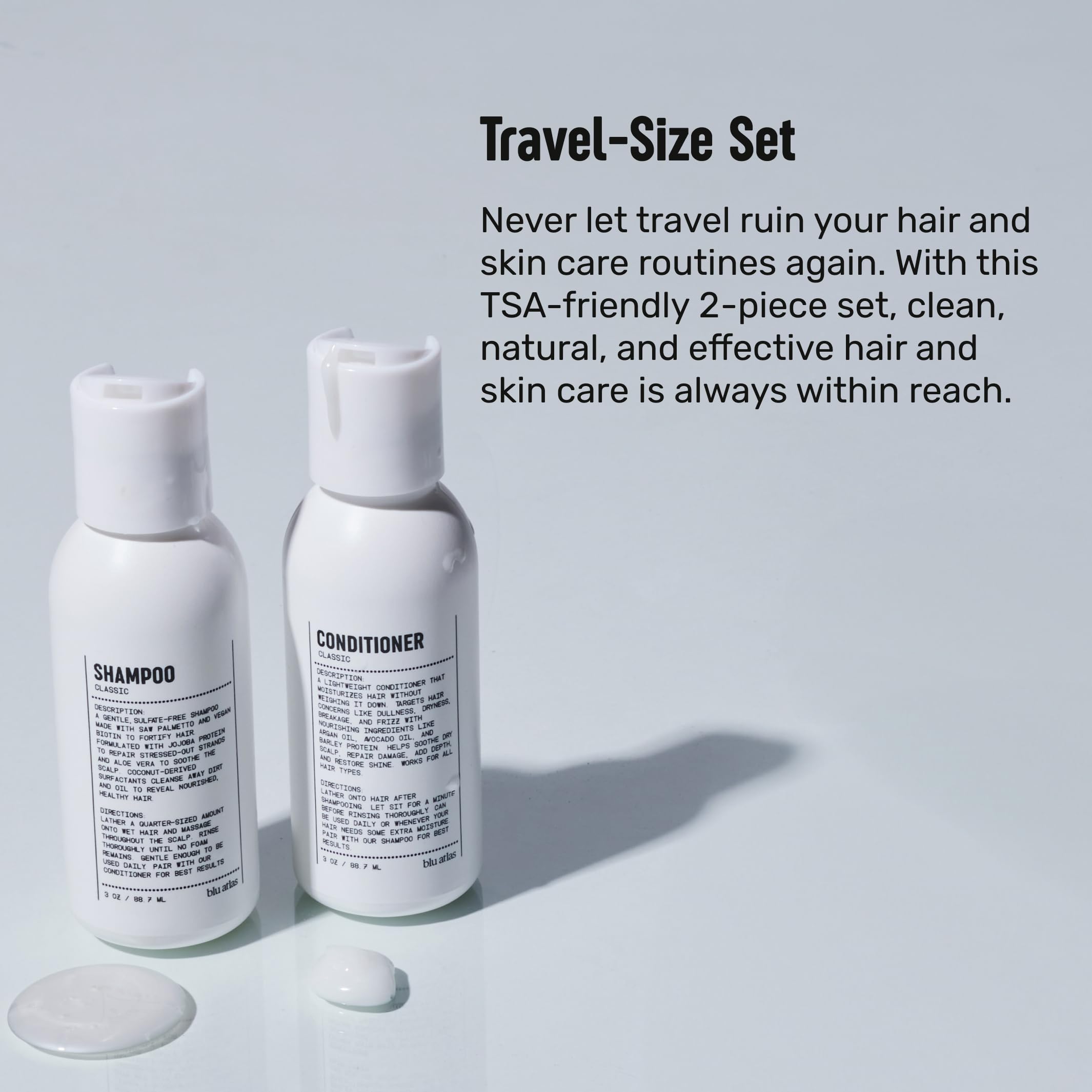 Blu Atlas Travel Size Shampoo and Conditioner for Men and Women- On the Go Bestsellers Travel Kit - 2 Pieces - TSA Approved Size