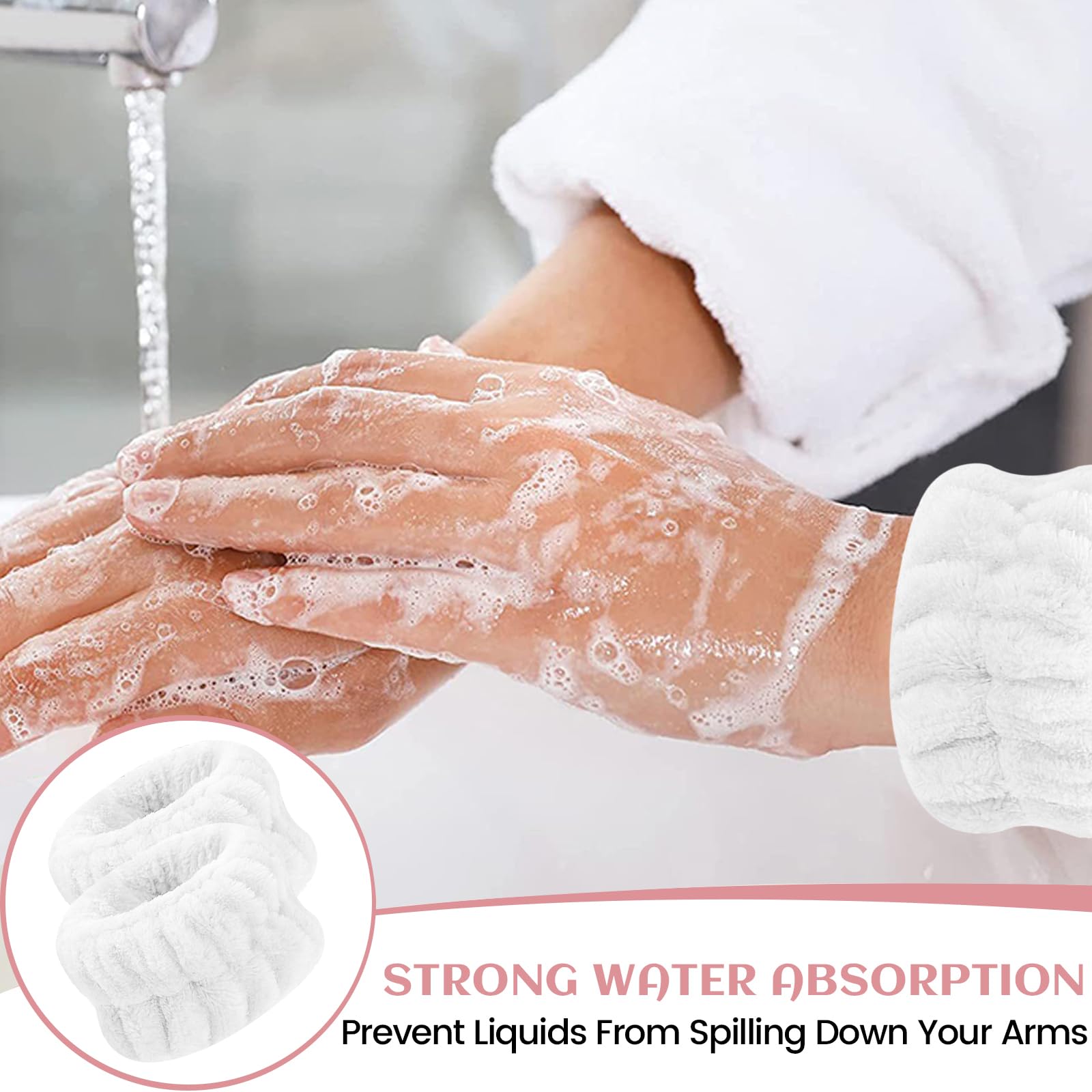 Oroght Wrist Towels For Face Washing, Women'S Microfiber Spa Wash Face Wrist Towel Band, Absorbent Wrist Sweatband For Girls, Pr