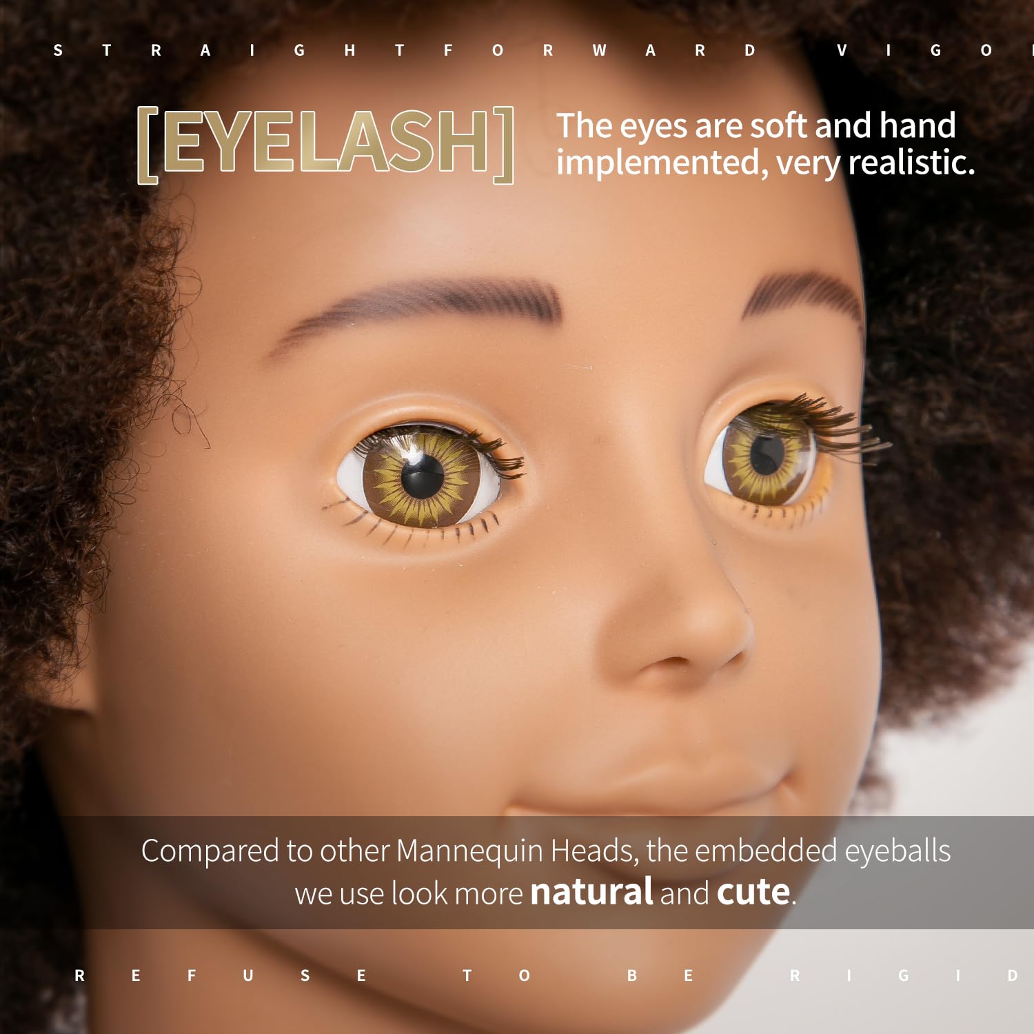 Headdoll Mannequin Head Human Hair African Mannequin Head With 100% Human Hair Manikin Doll Head For Hair Styling With Cute Appe