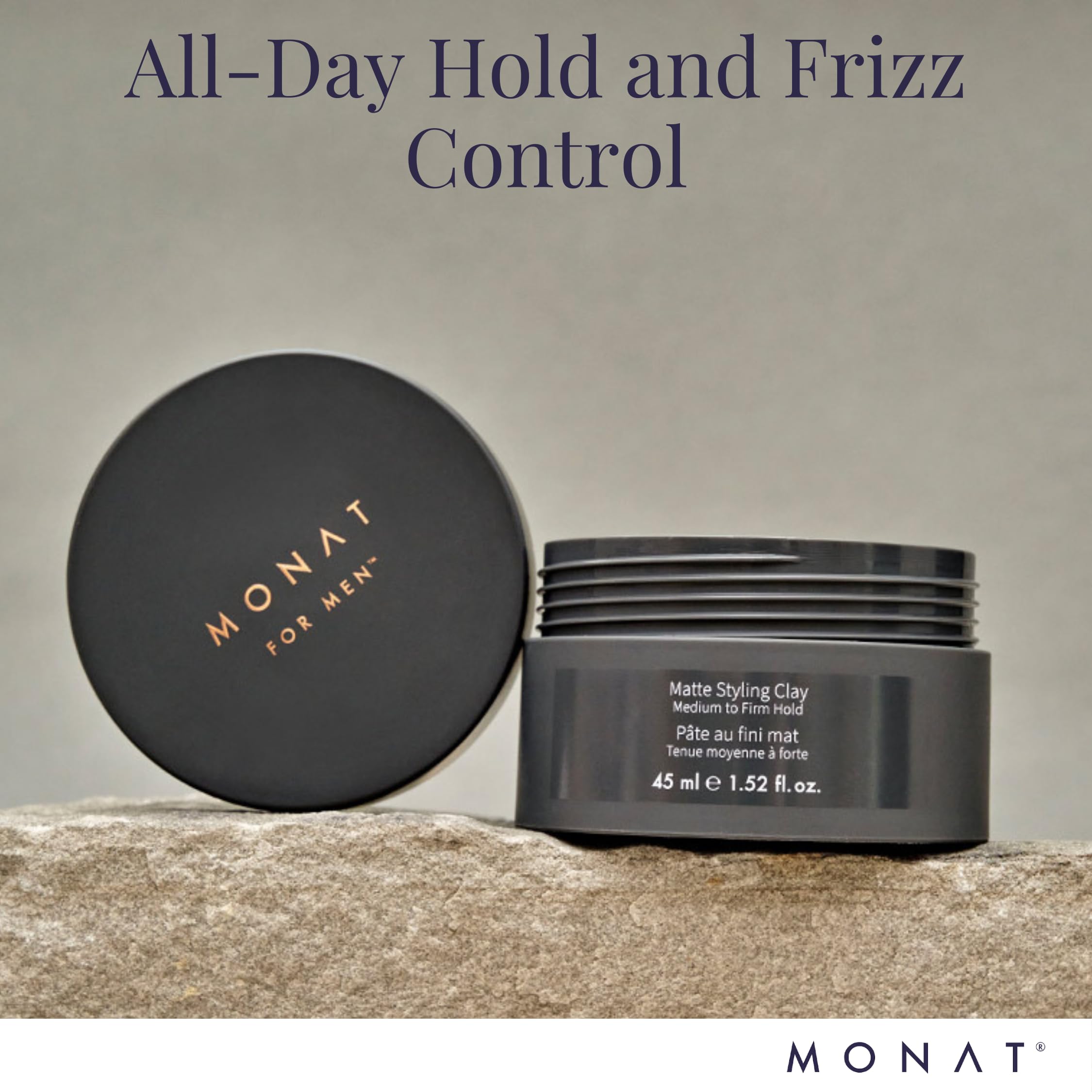 MONAT Matte Styling Clay for Men - Water and Clay-Based Hair Paste to Create Thicker-Looking Hair, Easy-to-Shape Net Wt. 45 ml /