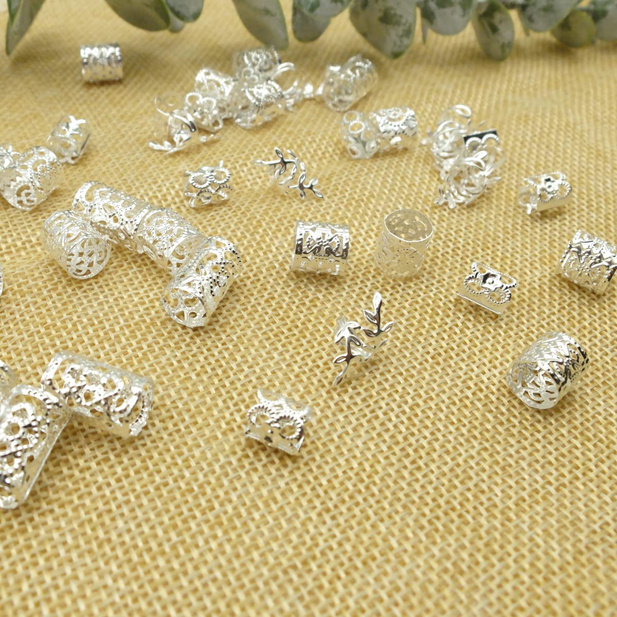 100Pcs Silver Hair Jewelry For Braids Loc Jewelry Rings For Hair Adjustable Cuffs Dreadlocks Hair Beads For Women Braids Accesso