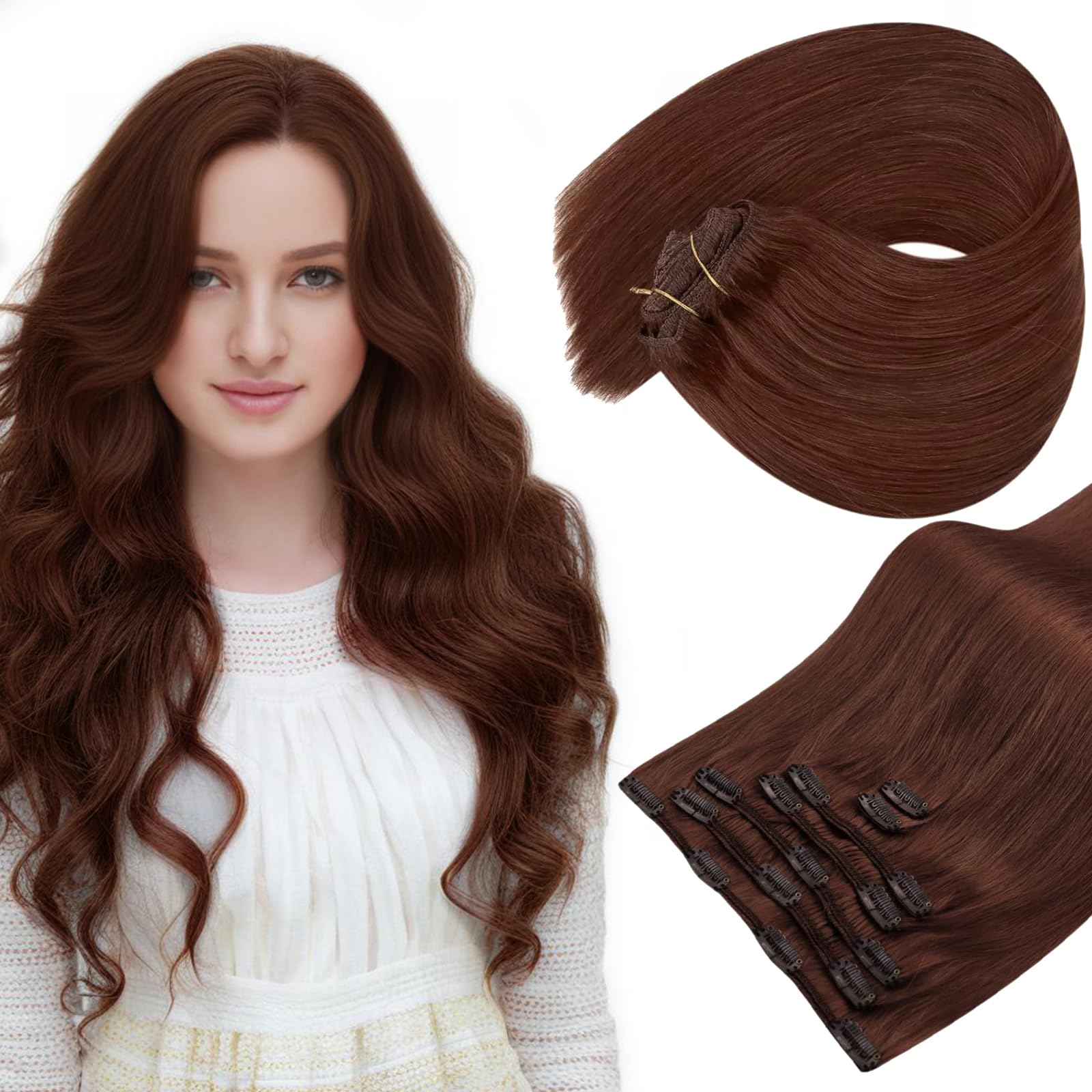 Sunny Auburn Human Hair Clip ins Extensions Long Clip Hair Extensions Auburn Clip in Hair Extensions Human Hair Auburn Hair Exte