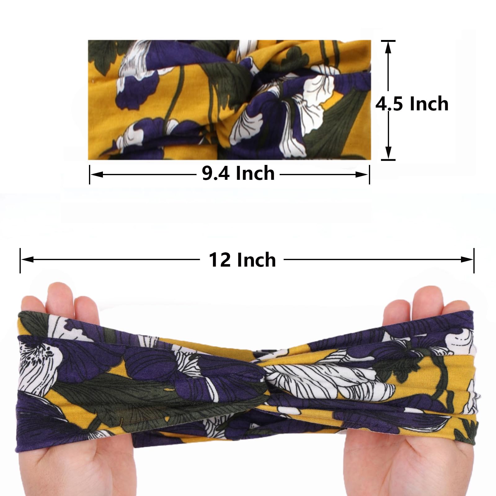 Xtrend 8 Pcs Nylon Headbands For Women, Cross Knotted Elastic Headbands, Hair Accessories For Women Yoga Workout, Non-Slip Sweat