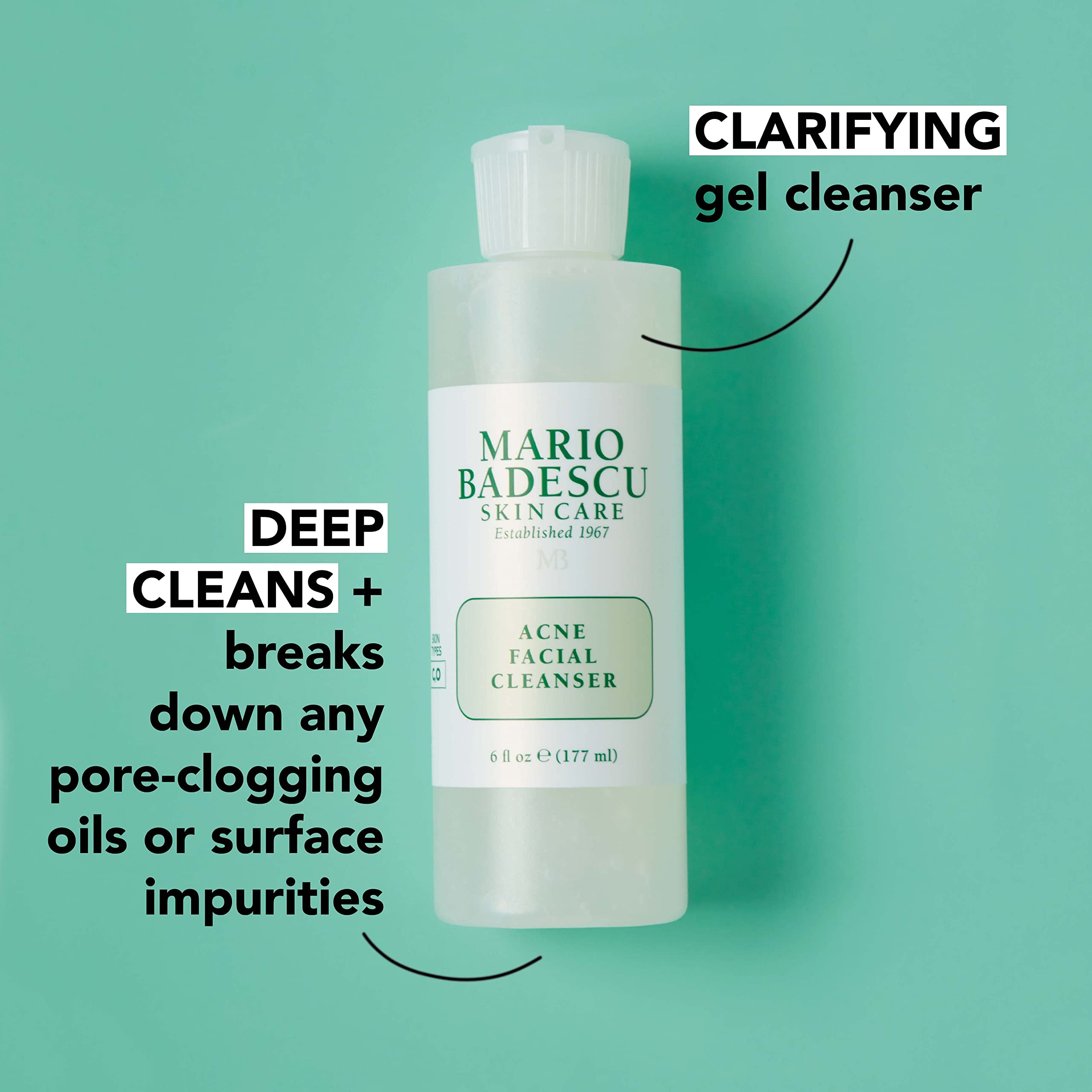 Mario Badescu Acne Facial Cleanser For Combination & Oily Skin, Oil-Free Face Wash With Salicylic Acid & Aloe Vera, Deep Pore Cl