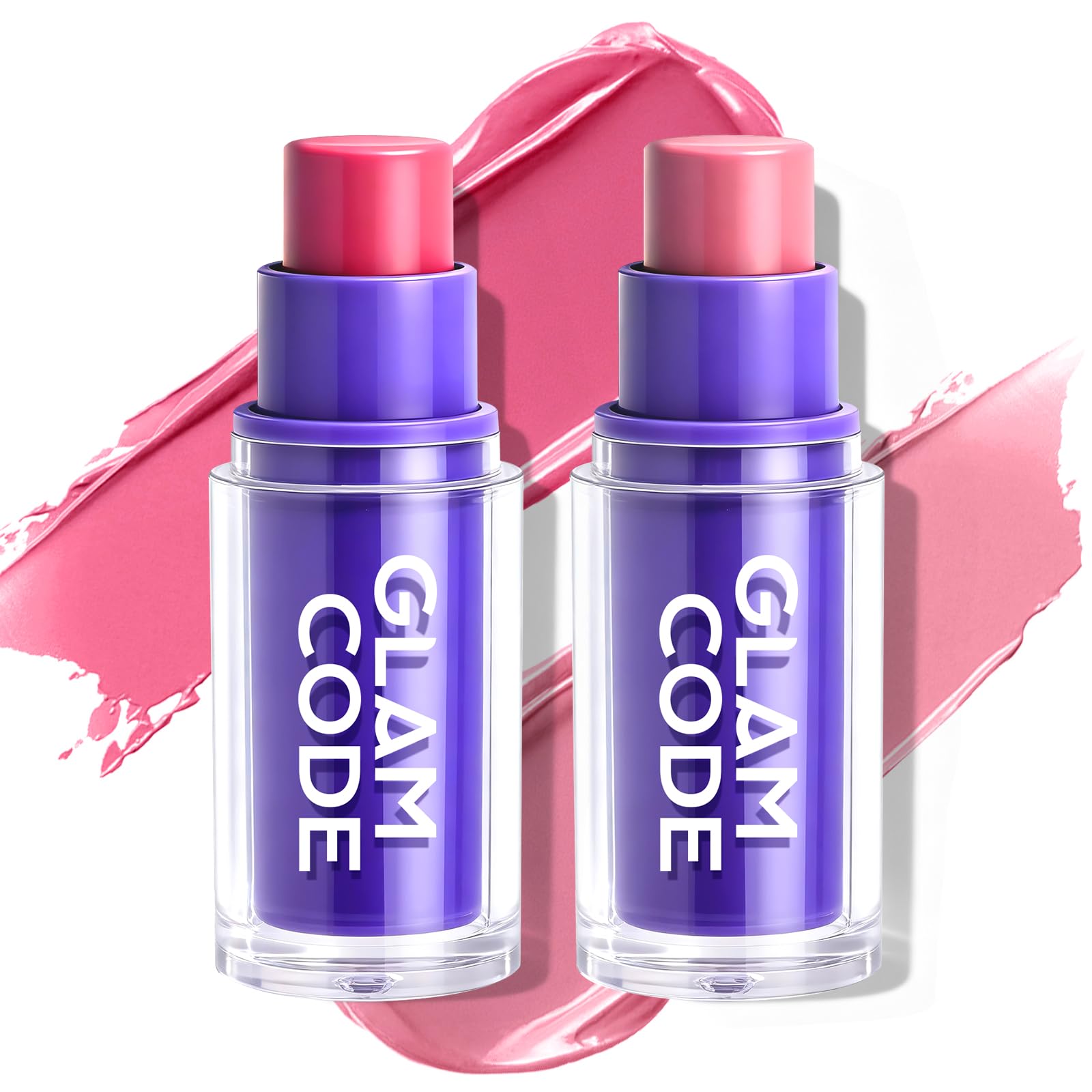 Glam Code Rose Blush for Cheeks  Face Makeup Stick for Eyes, Lips & Cheeks, DualColor MultiUse Cream Blush Balm Set with Natu